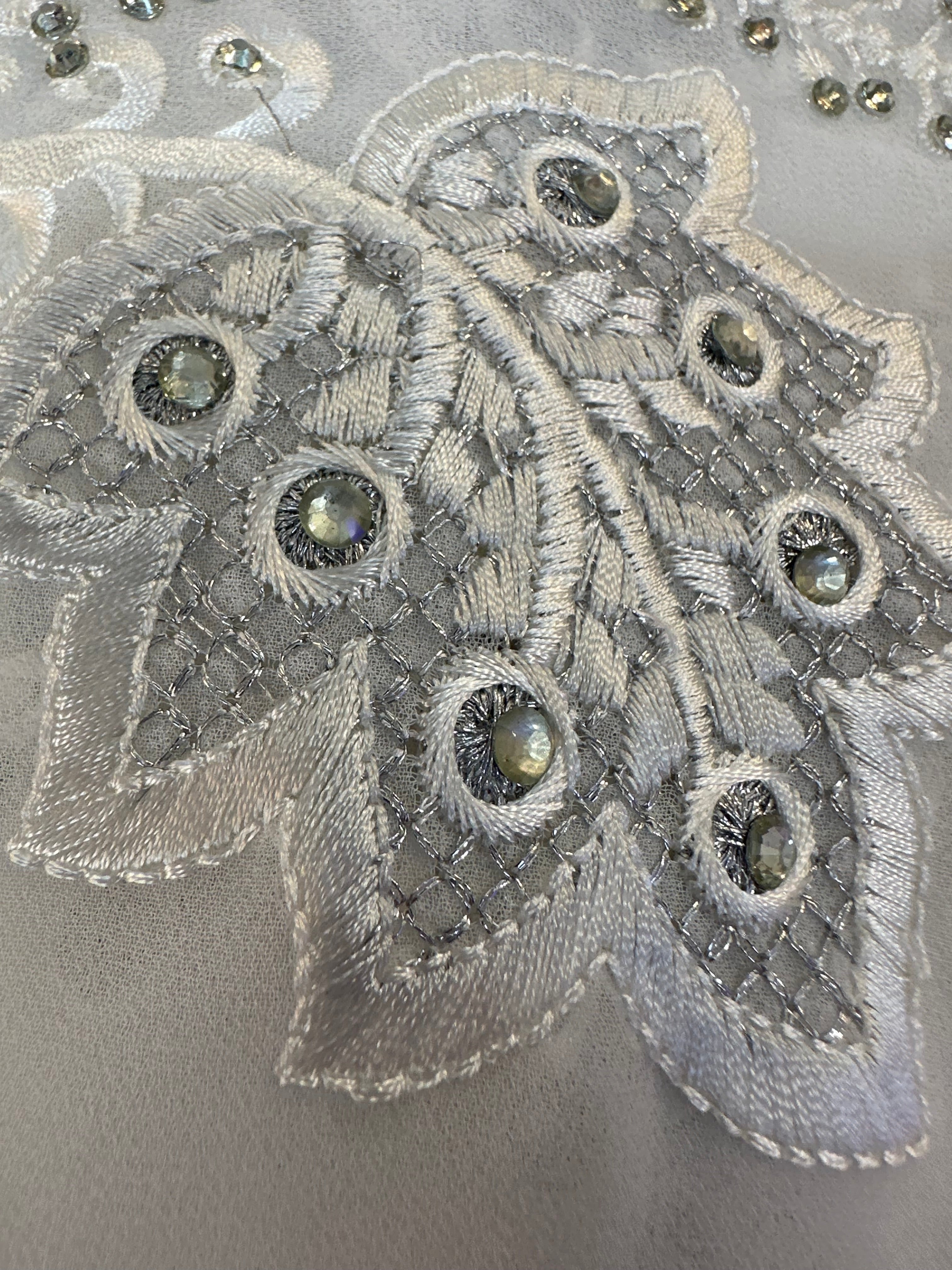 White and silver detailed Dubai scarf