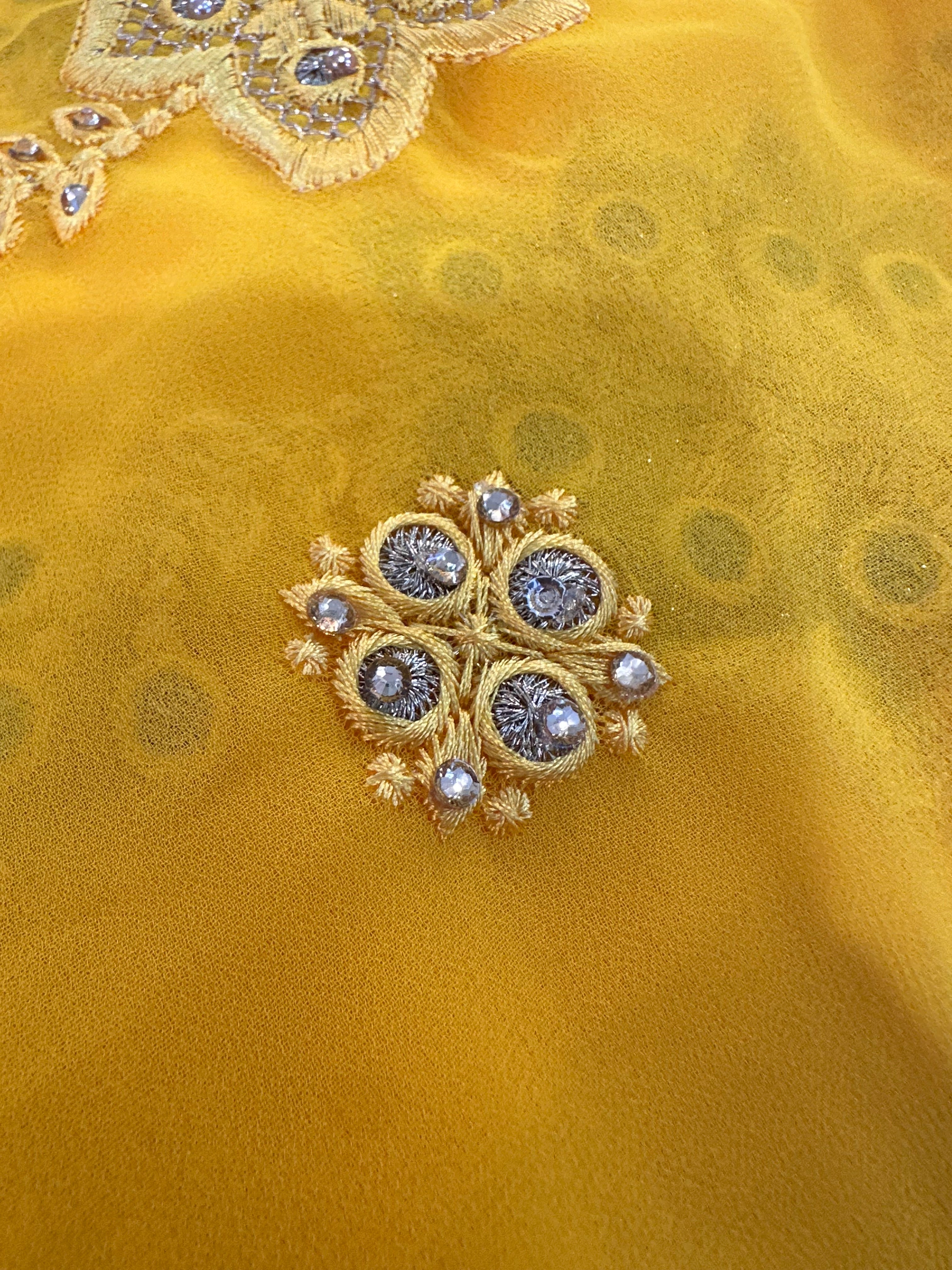Yellow scarf from Dubai detail stones
