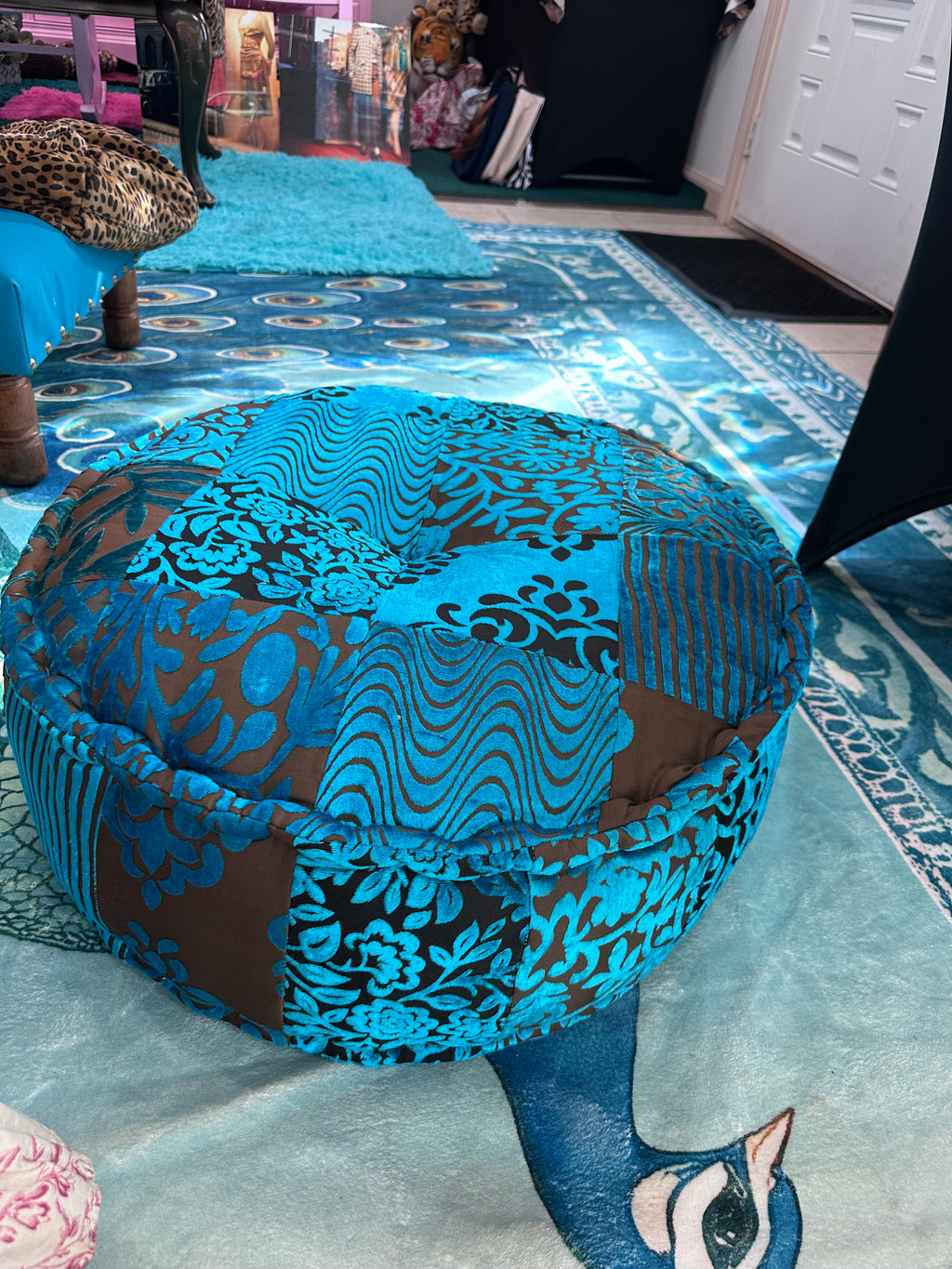 Beautiful combination of turquoise and brown decorative pillow ( in store pick up only)