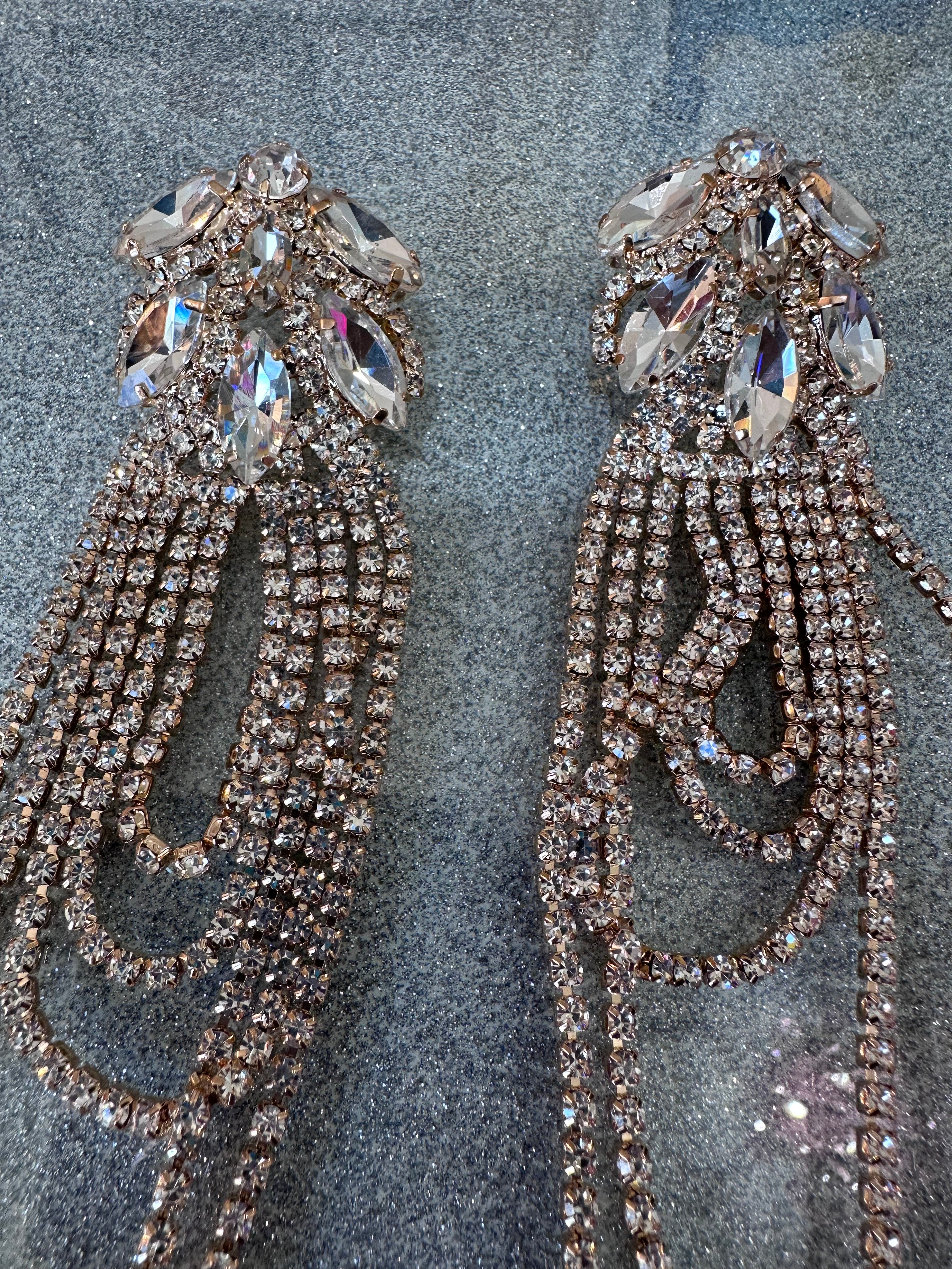 Long silver earrings