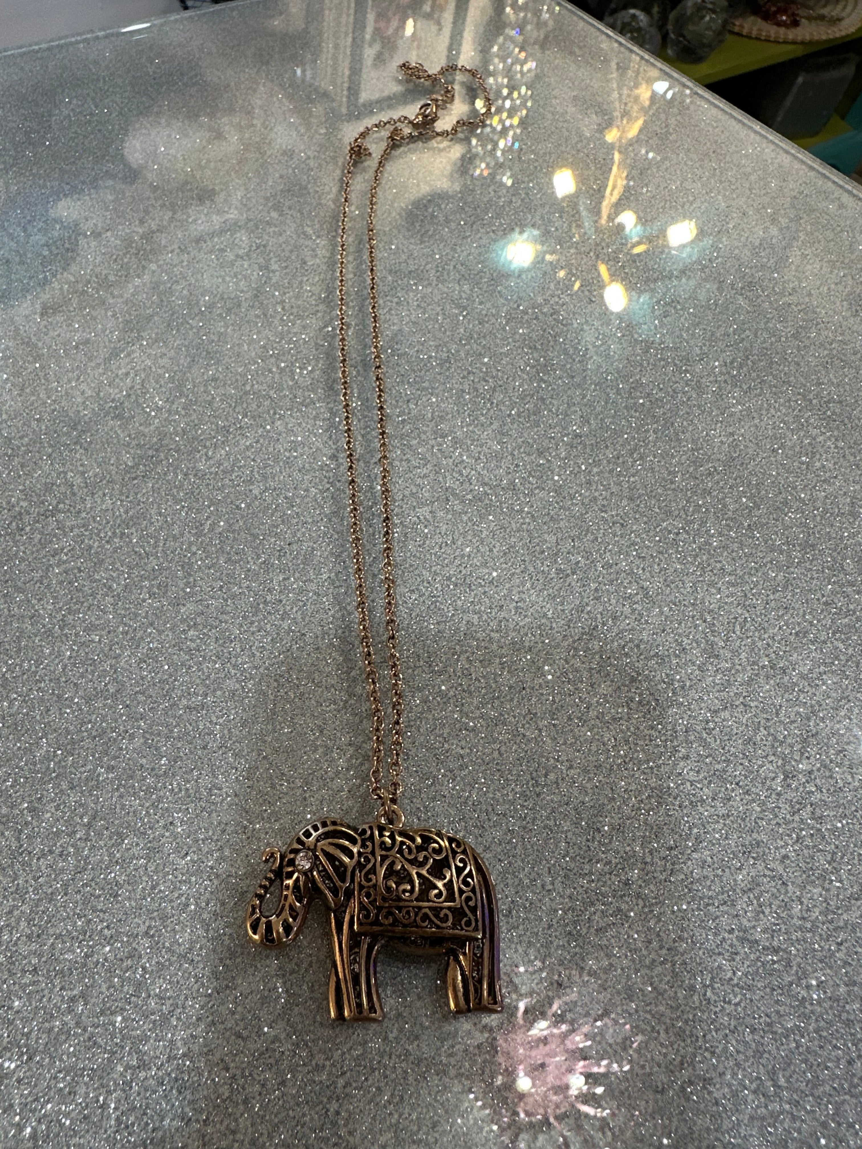 Elephant necklace with diamonds nice long chain