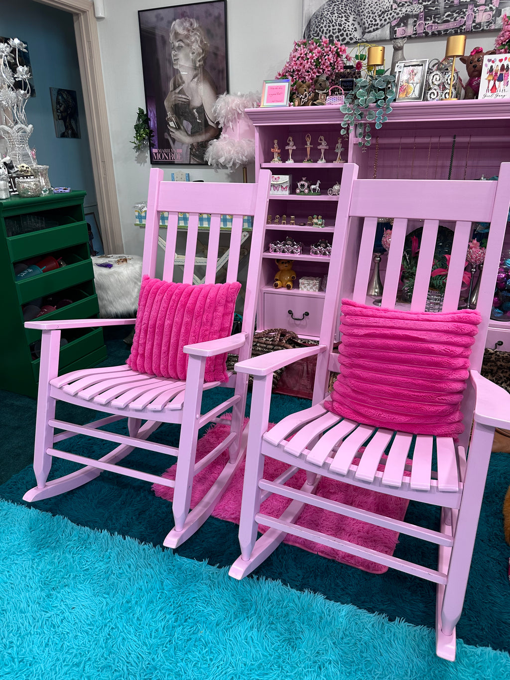 Adorable Pink Rockers with hot pink pillows sold as a set- in store pick up only now on sale… was $200