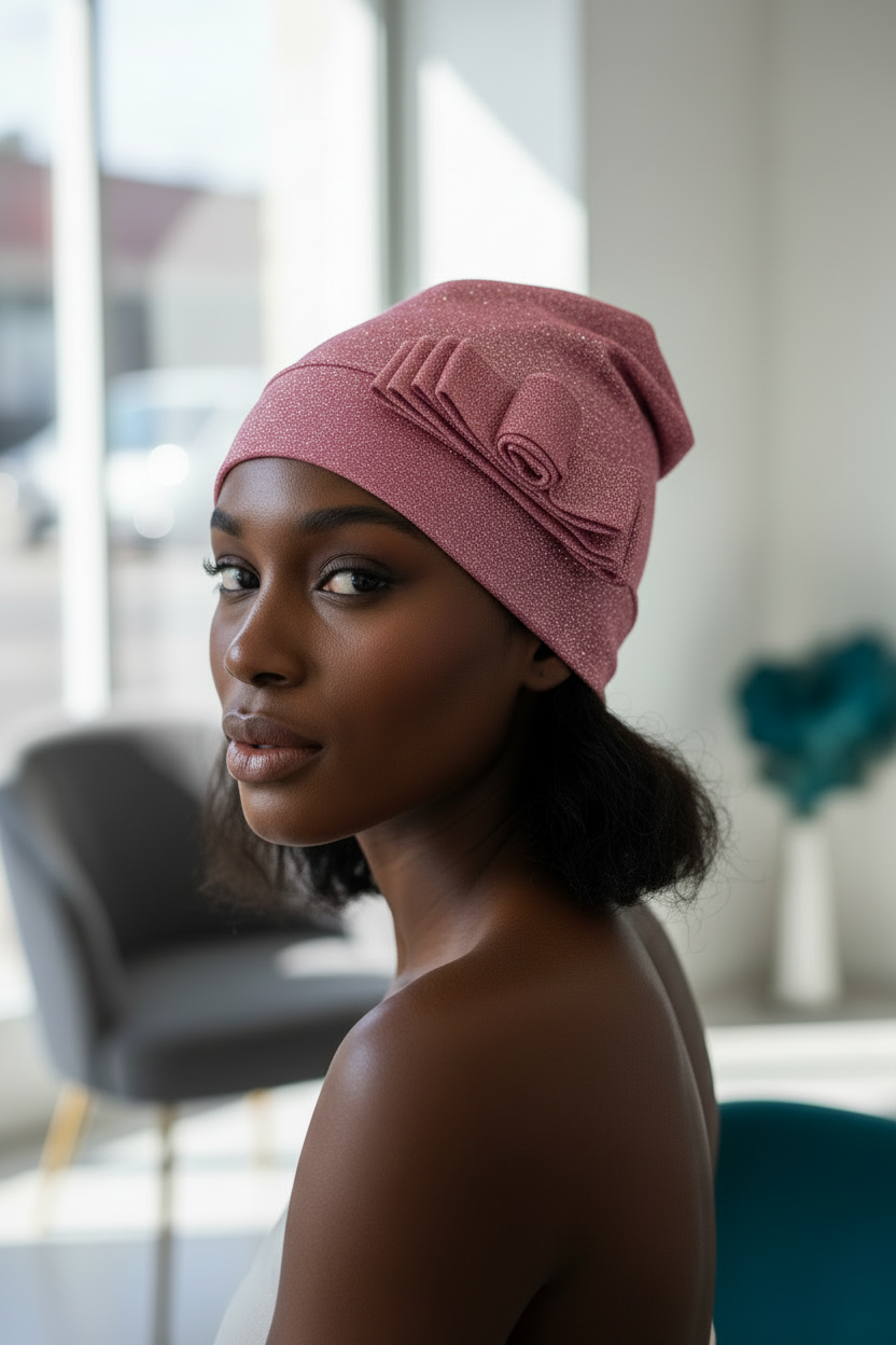 Glittered pink head wrap