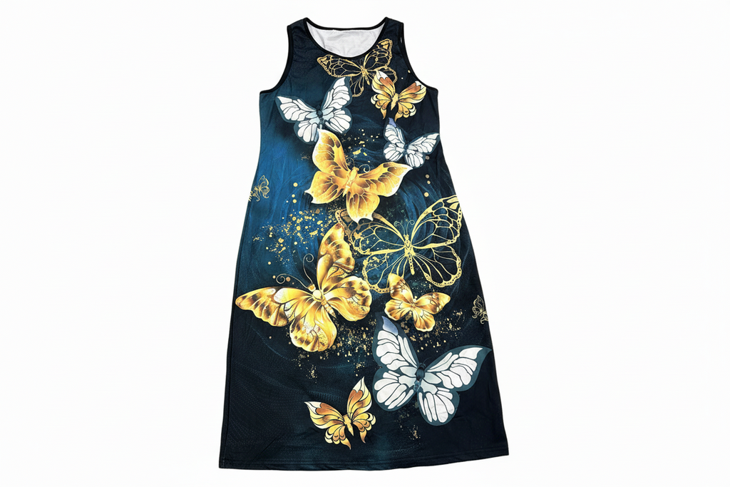 Butterfly dress size 12/14 image shows dress a little longer than it is