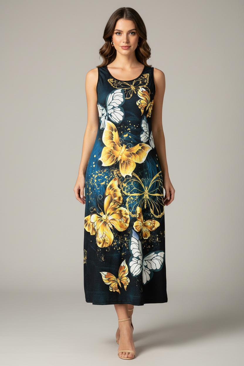 Butterfly dress size 12/14 image shows dress a little longer than it is