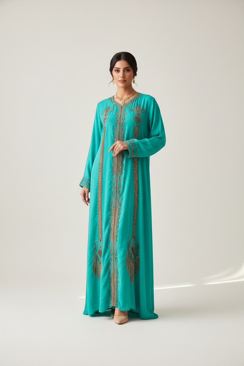 Teal green Dubai gown (discounted) size 14/16