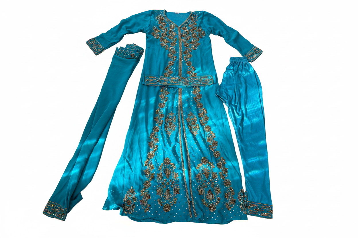 Sold as is(some damage) beautiful Dubai gown with beautiful stones …could be great for crafting