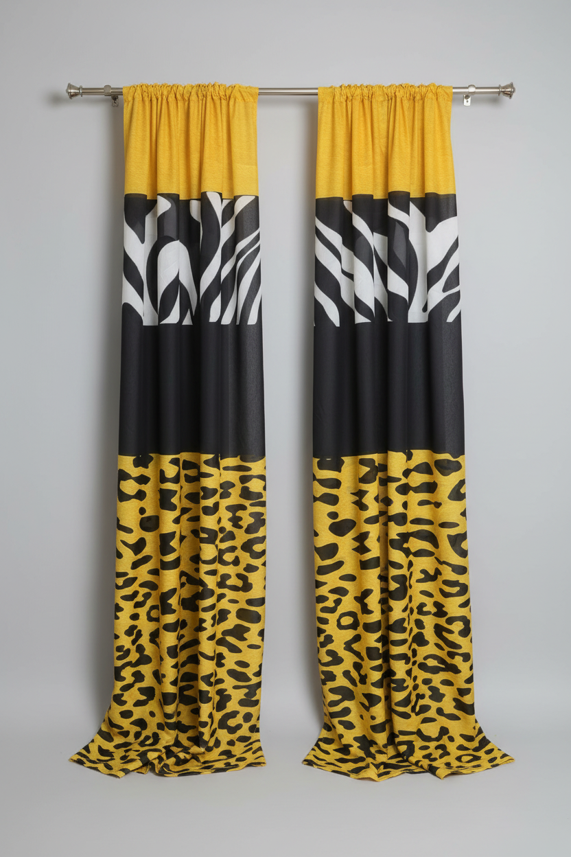 Multi color animal print curtains 2 panels (short)