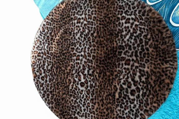 Leopard furry round table cover or rug