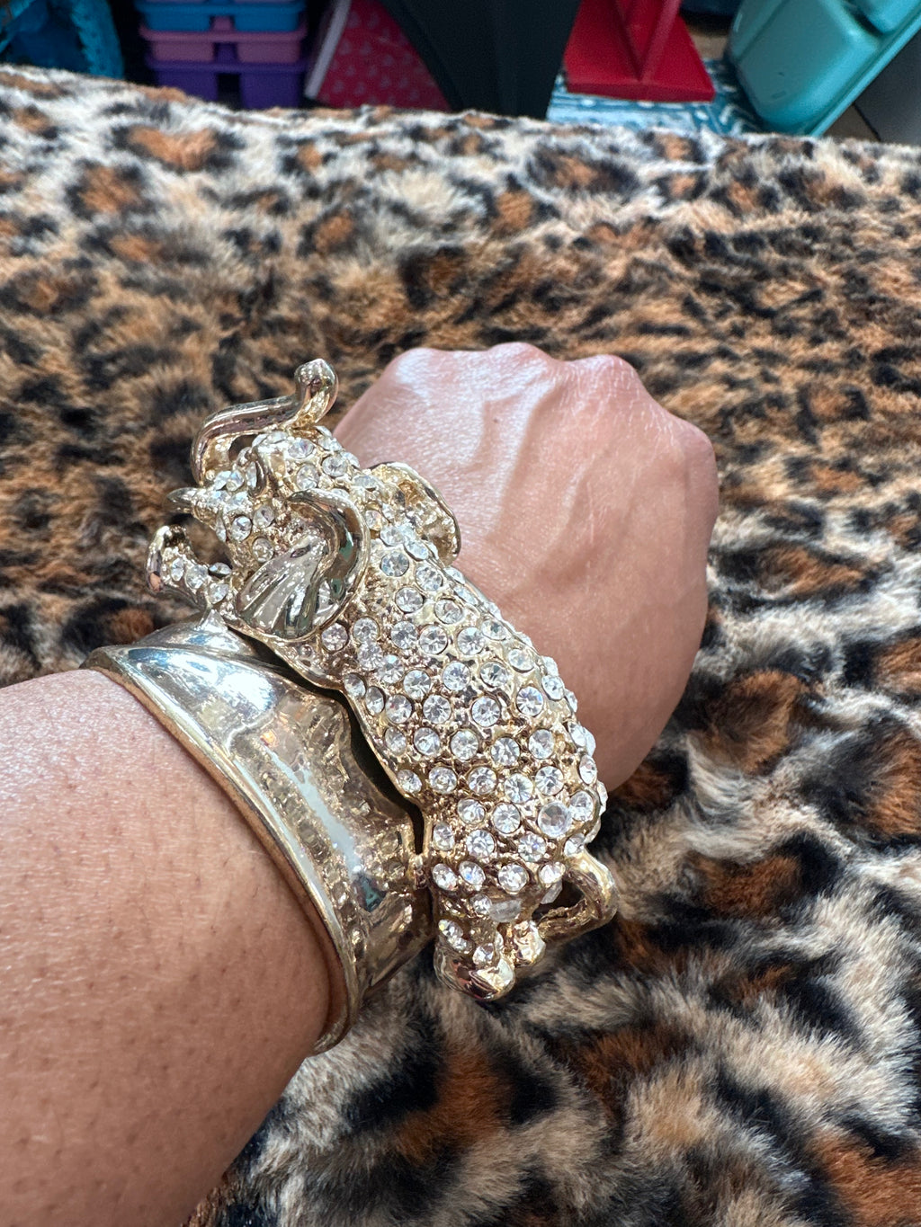 Elephant gold and diamond bracelet