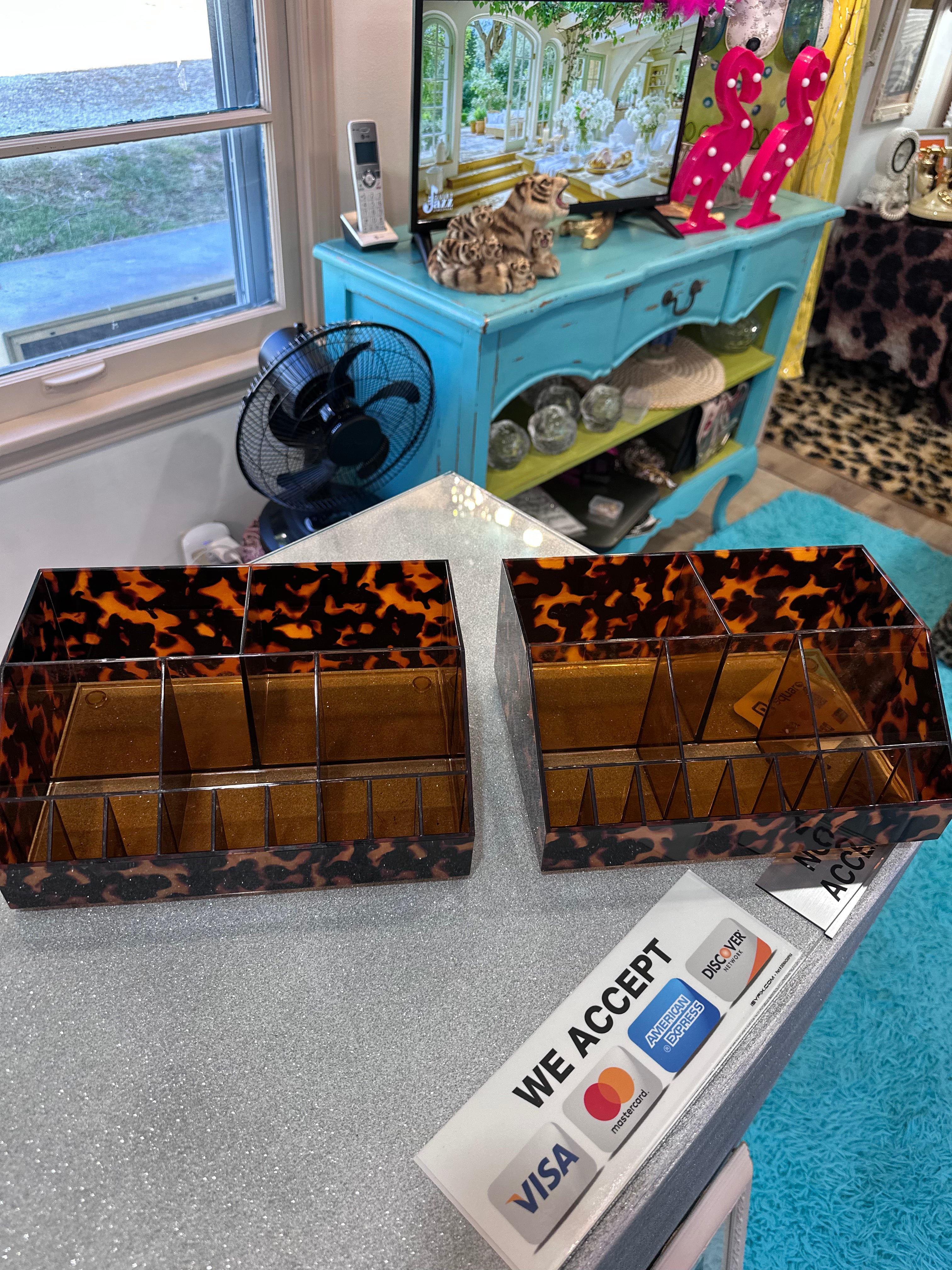 Make up organization for brushes, lipstick etc ( you get 2 of them- leopard print