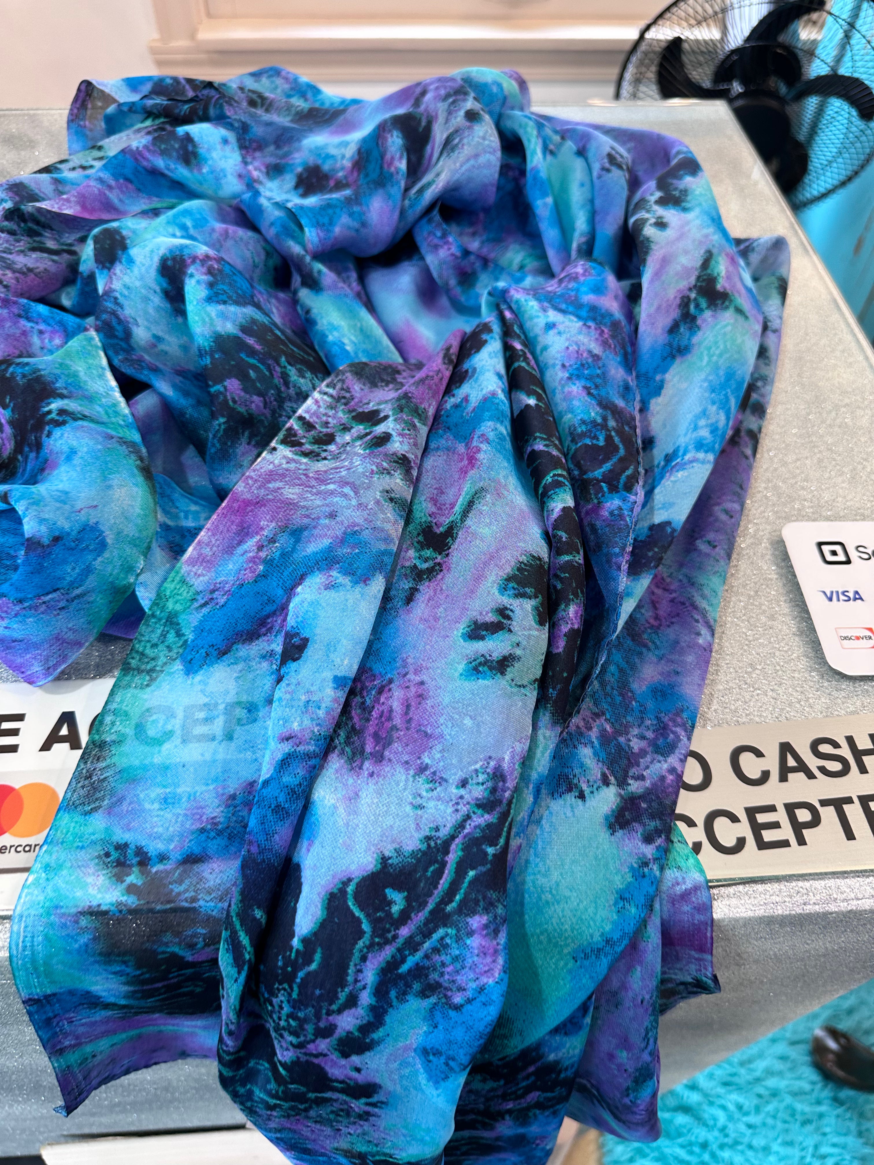 Blue and purple scarf