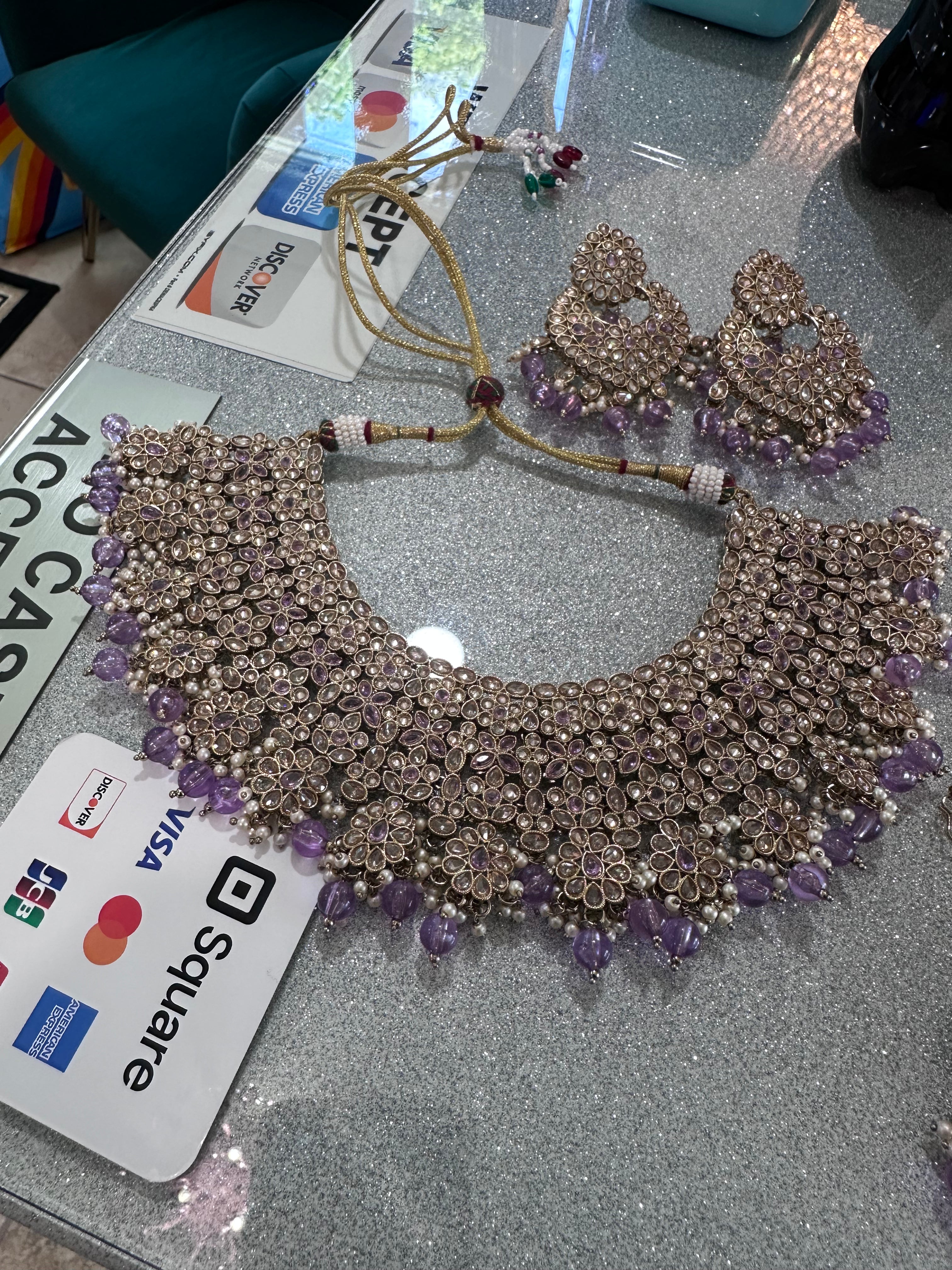 Lavender Indian necklace set
