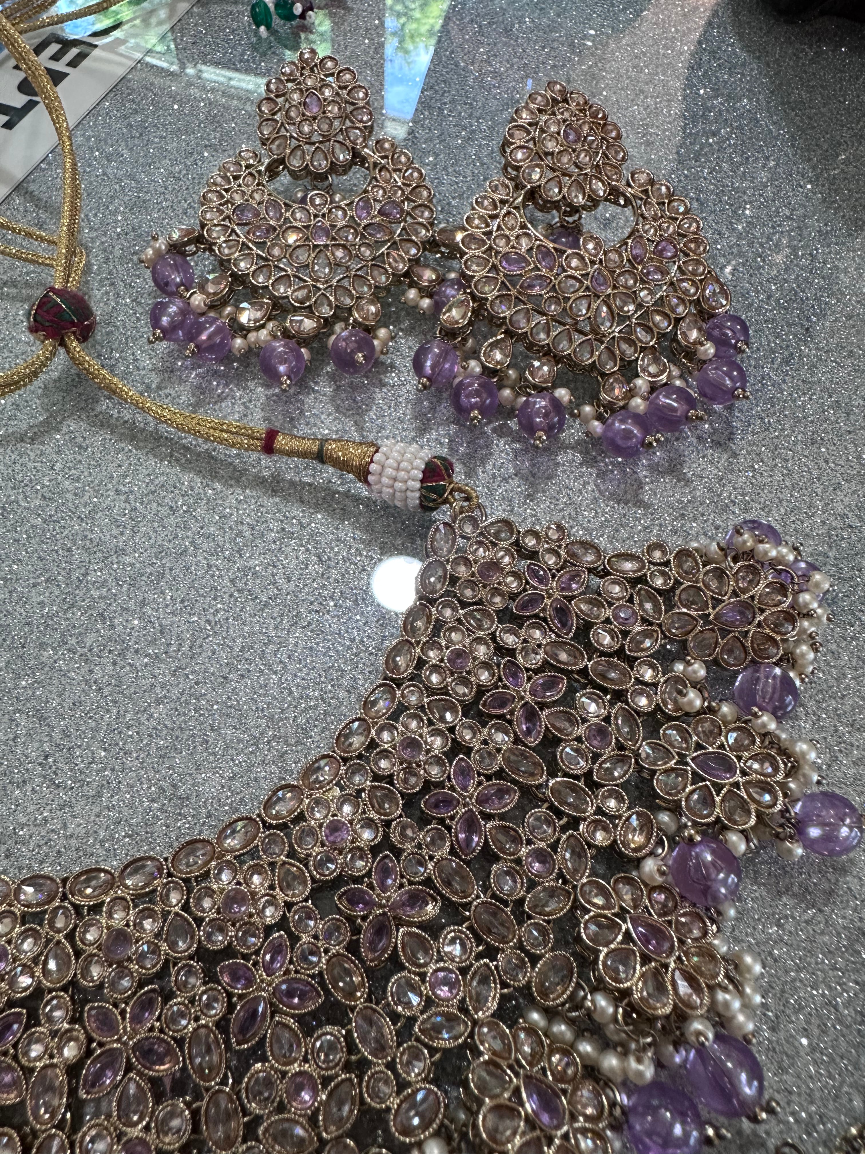 Lavender Indian necklace set