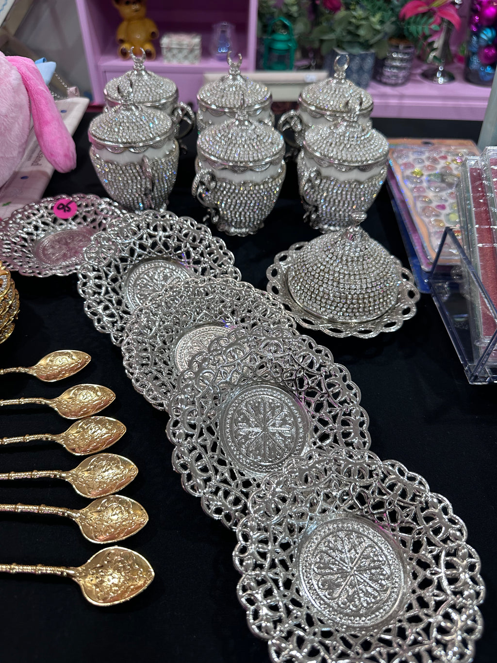 Delightful Silver Tea Set with Diamonds
