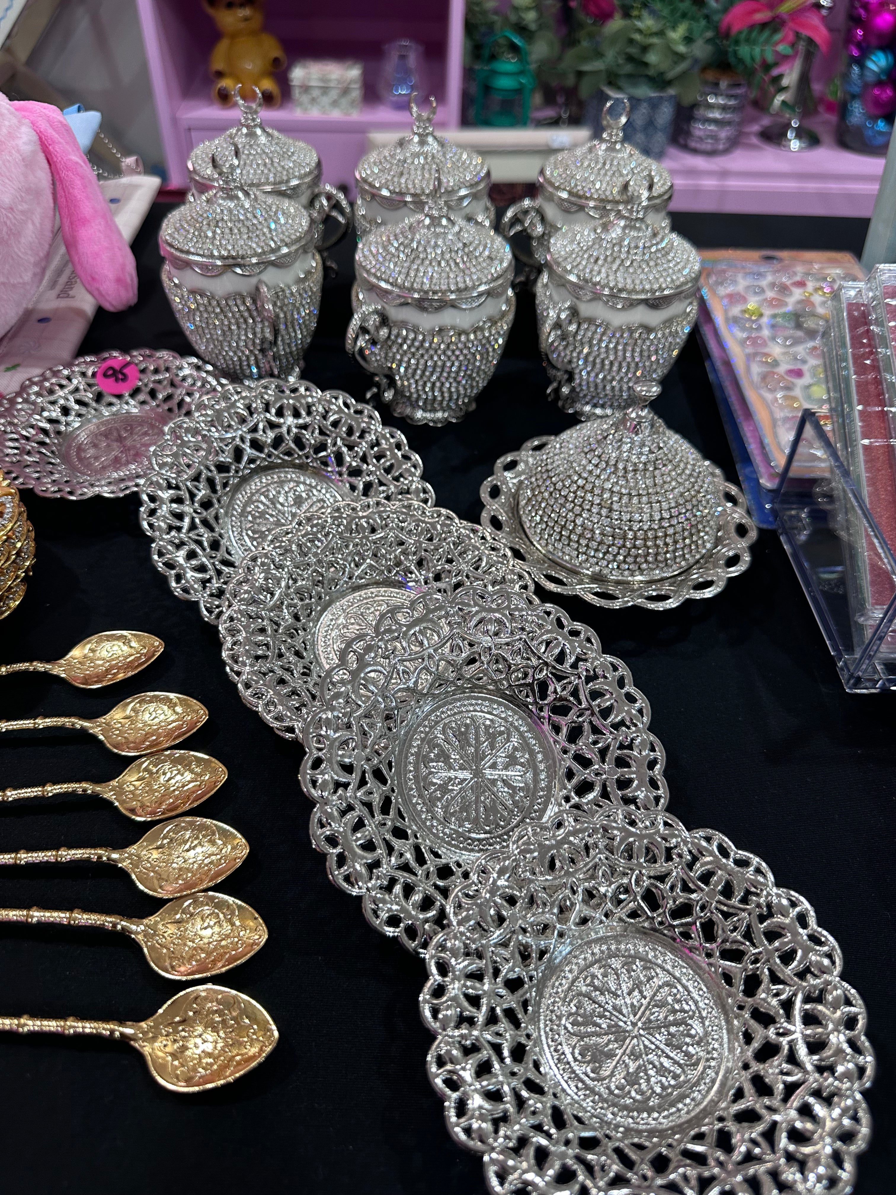 Delightful Silver Tea Set with Diamonds