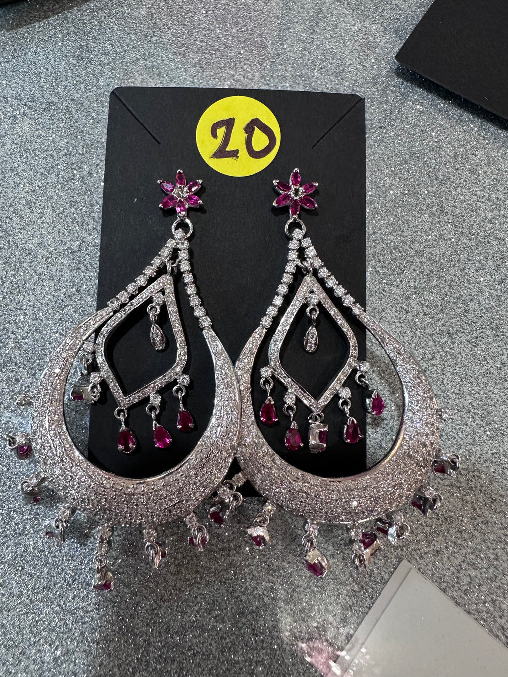 Magenta and silver diamonds (pierced)