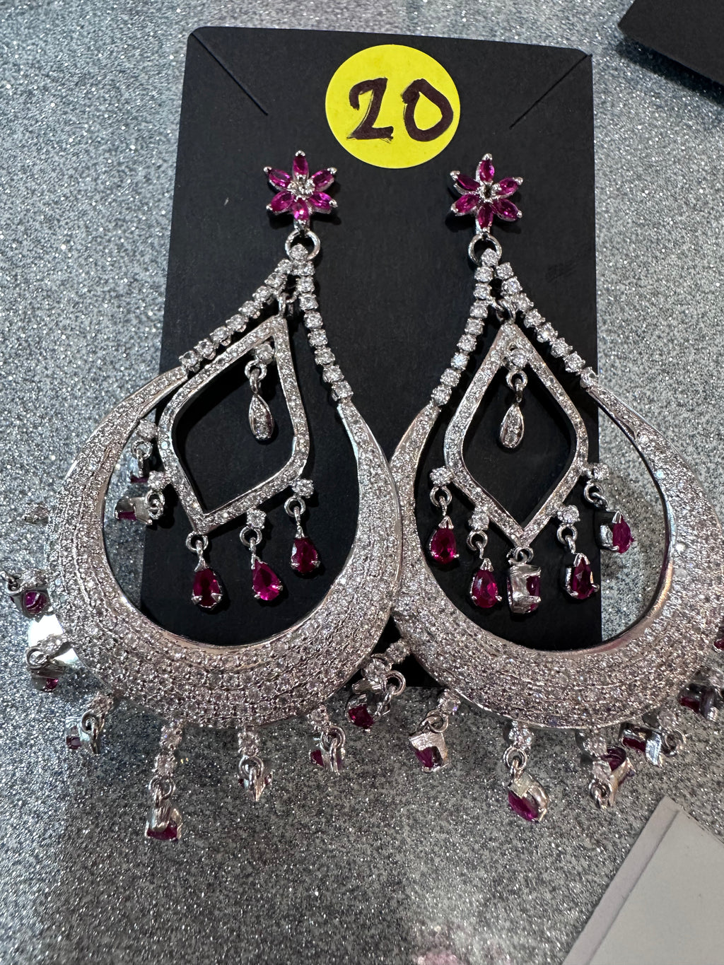 Magenta and silver diamonds (pierced)