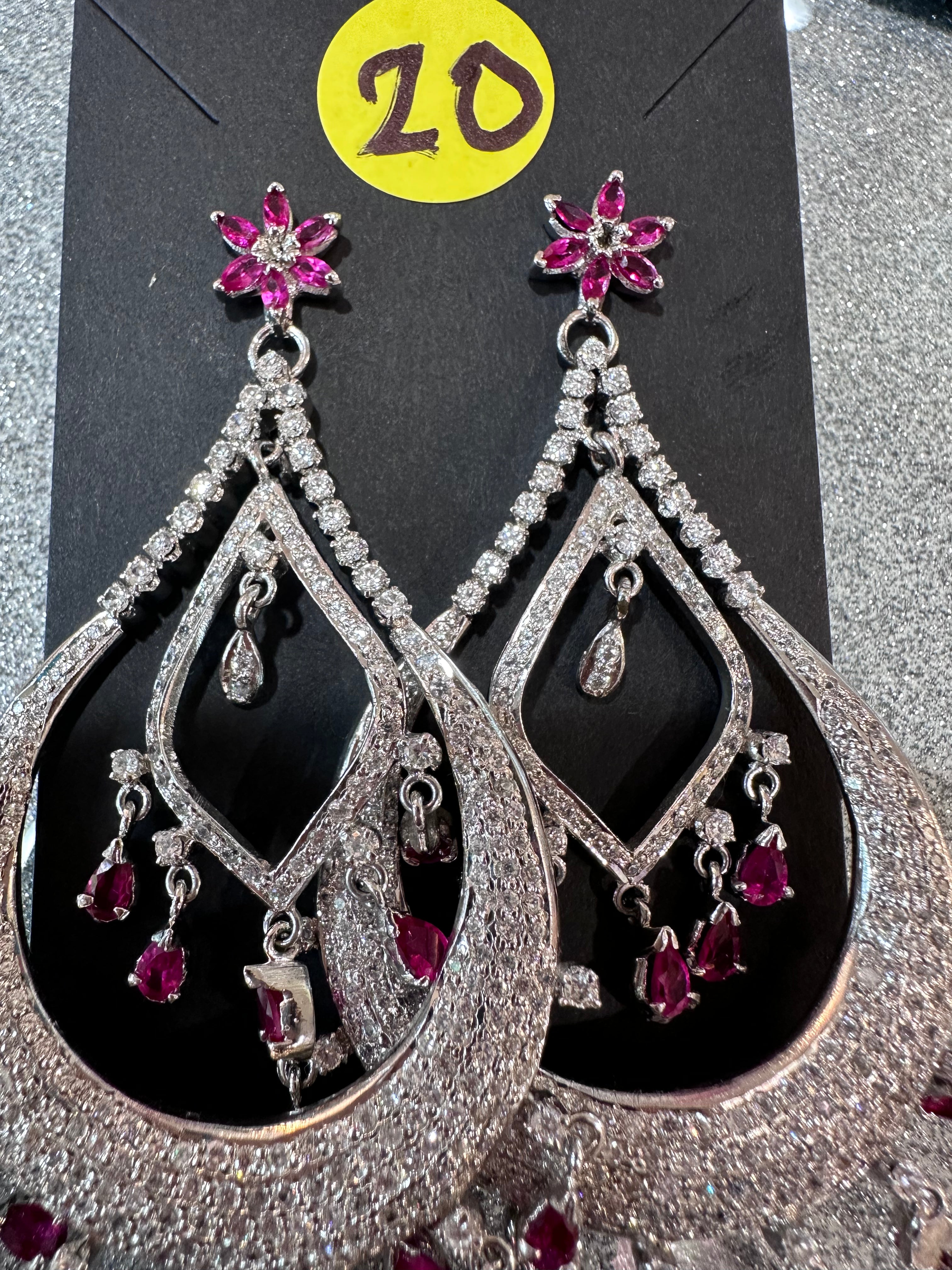 Magenta and silver diamonds (pierced)