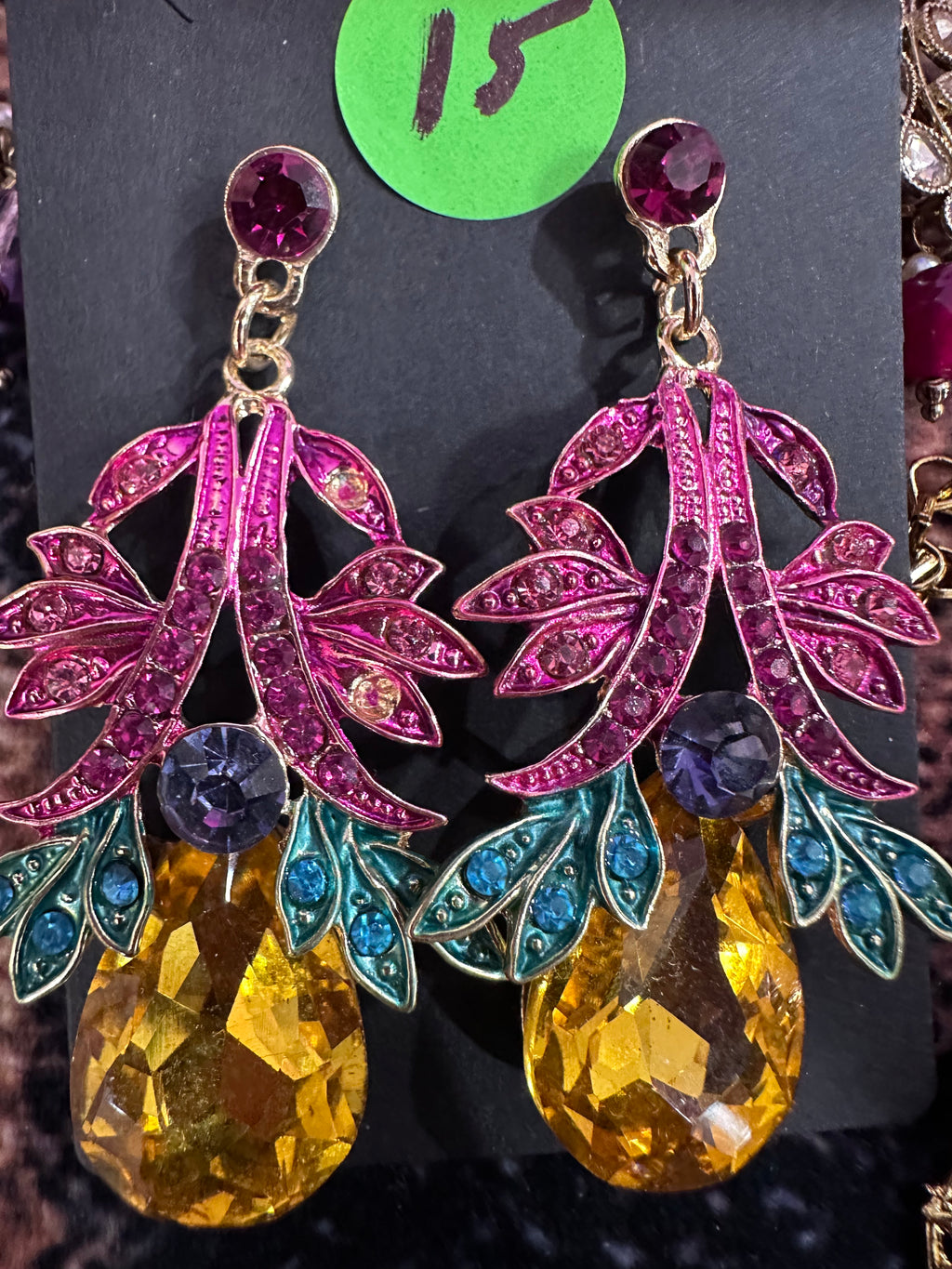 Large statement earrings two missing stones