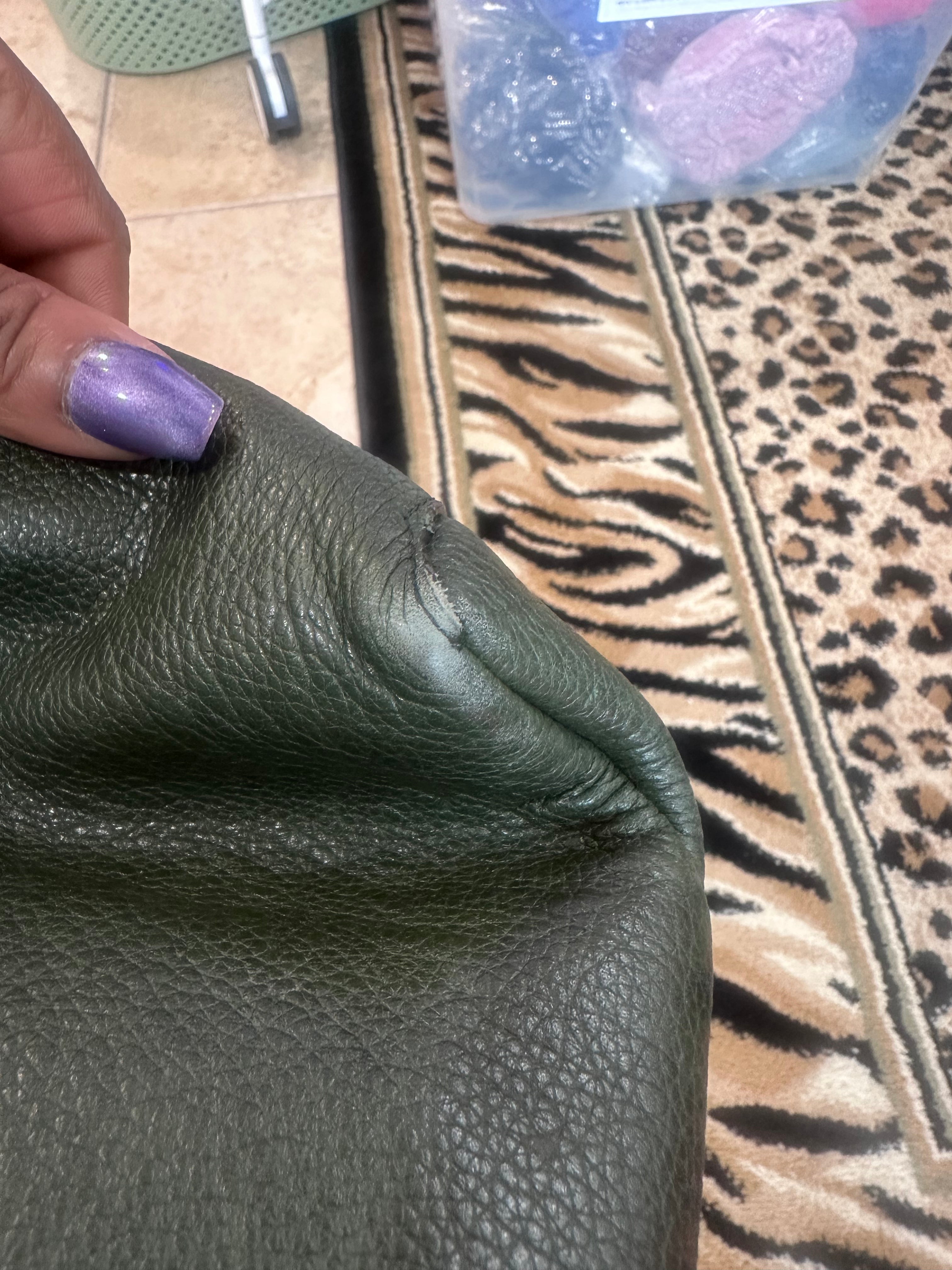 Green used Coach leather bag($55)