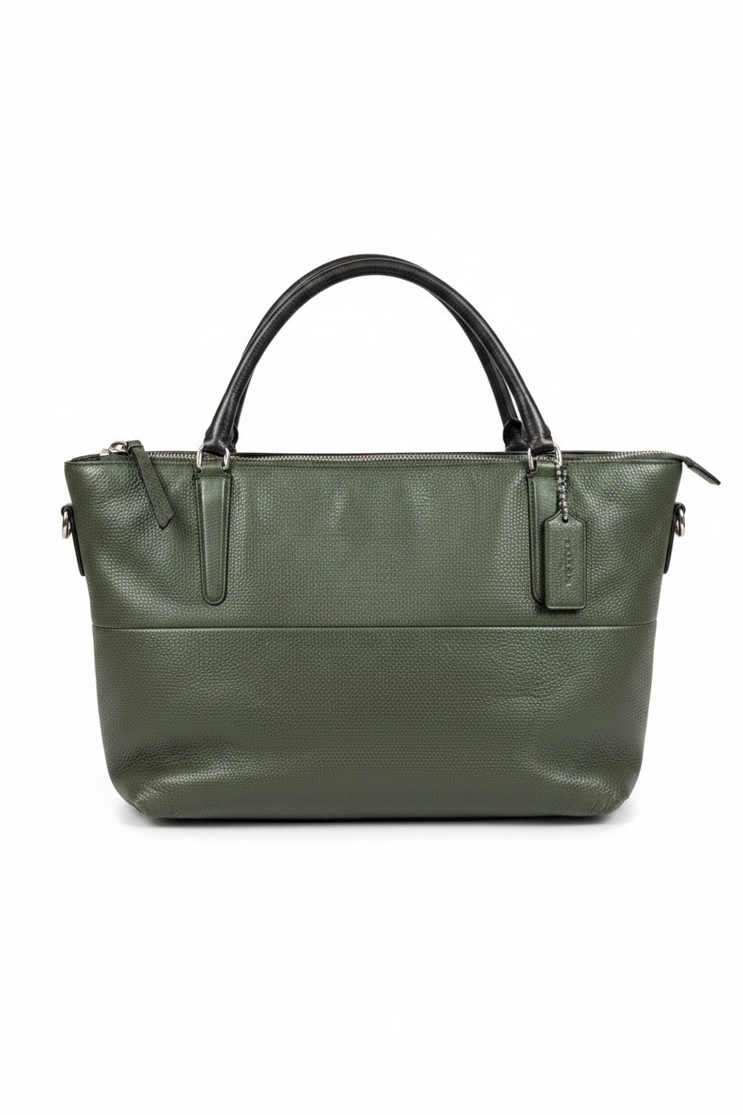 Green used Coach leather bag($55)