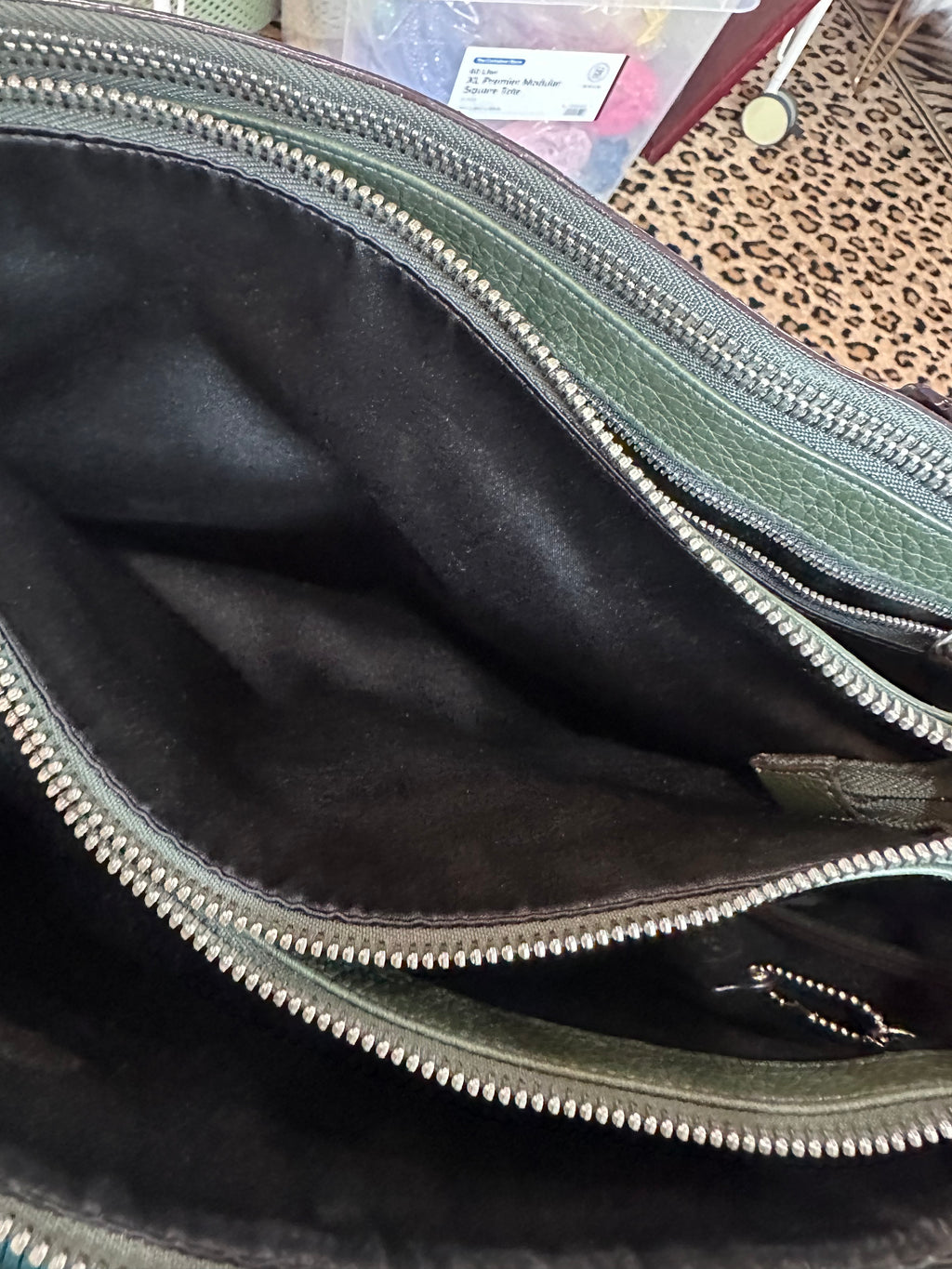 Green used Coach leather bag($55)