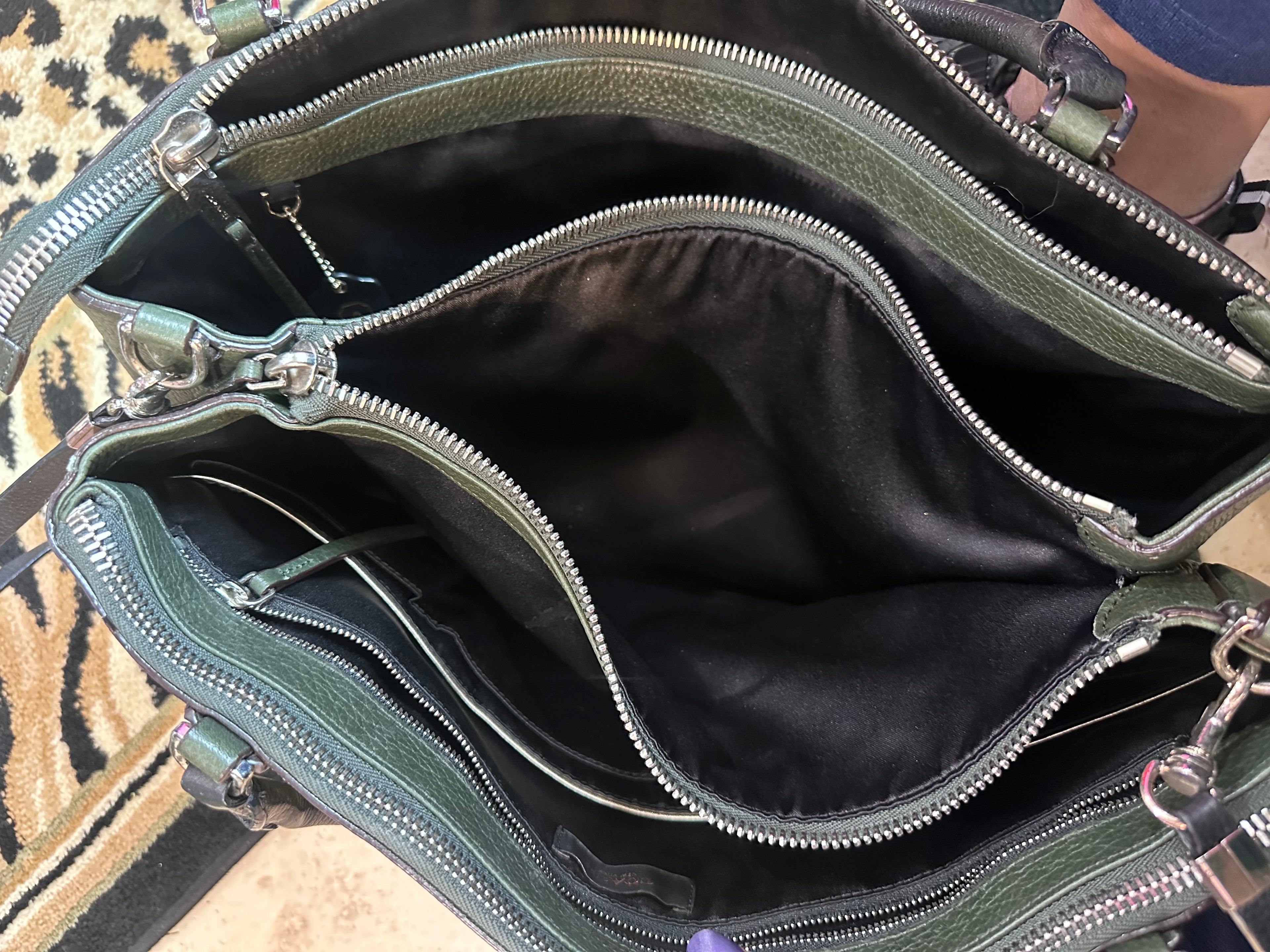 Green used Coach leather bag($55)