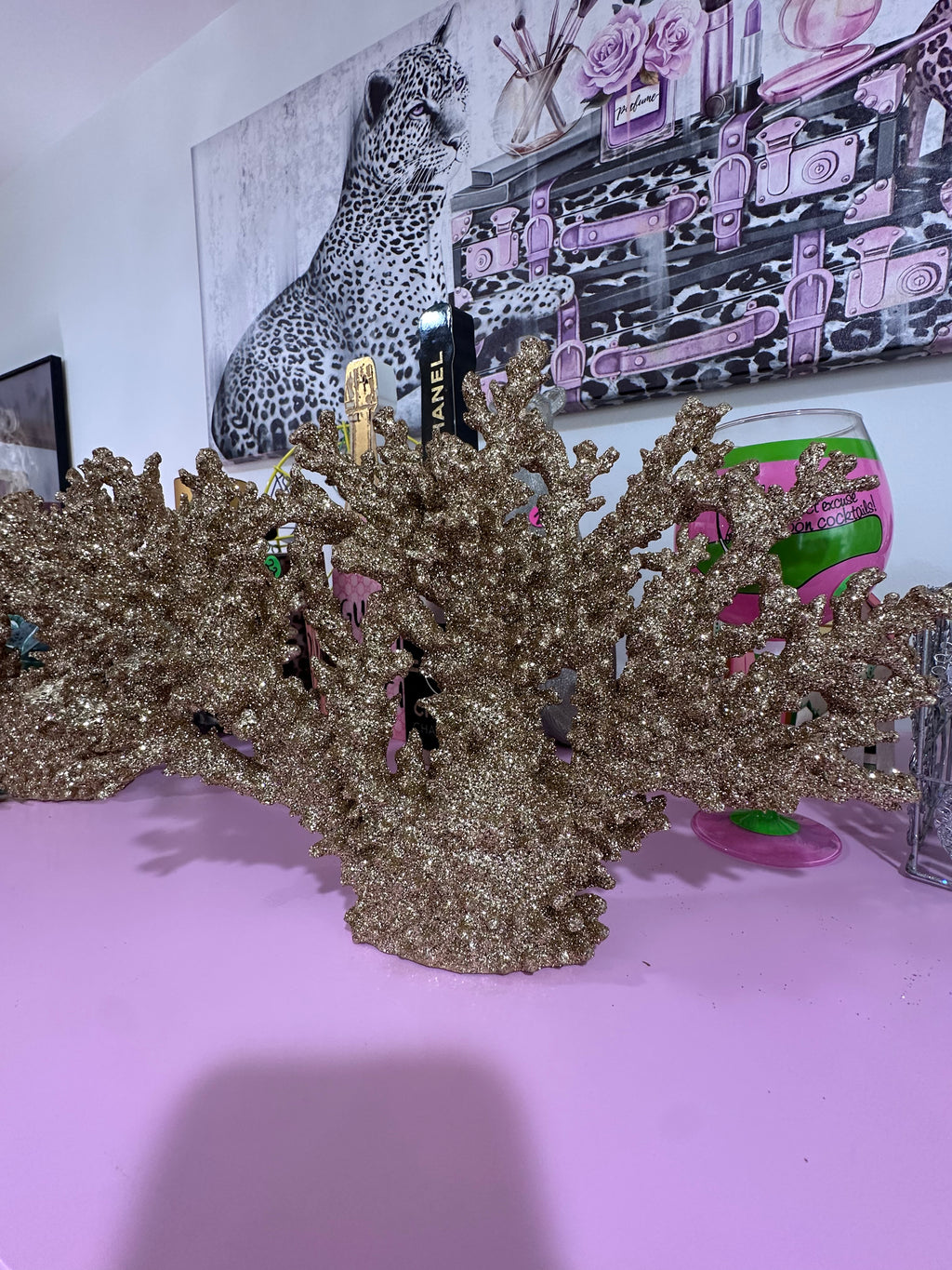 Decorative coral reef with gold glitter (only two left)