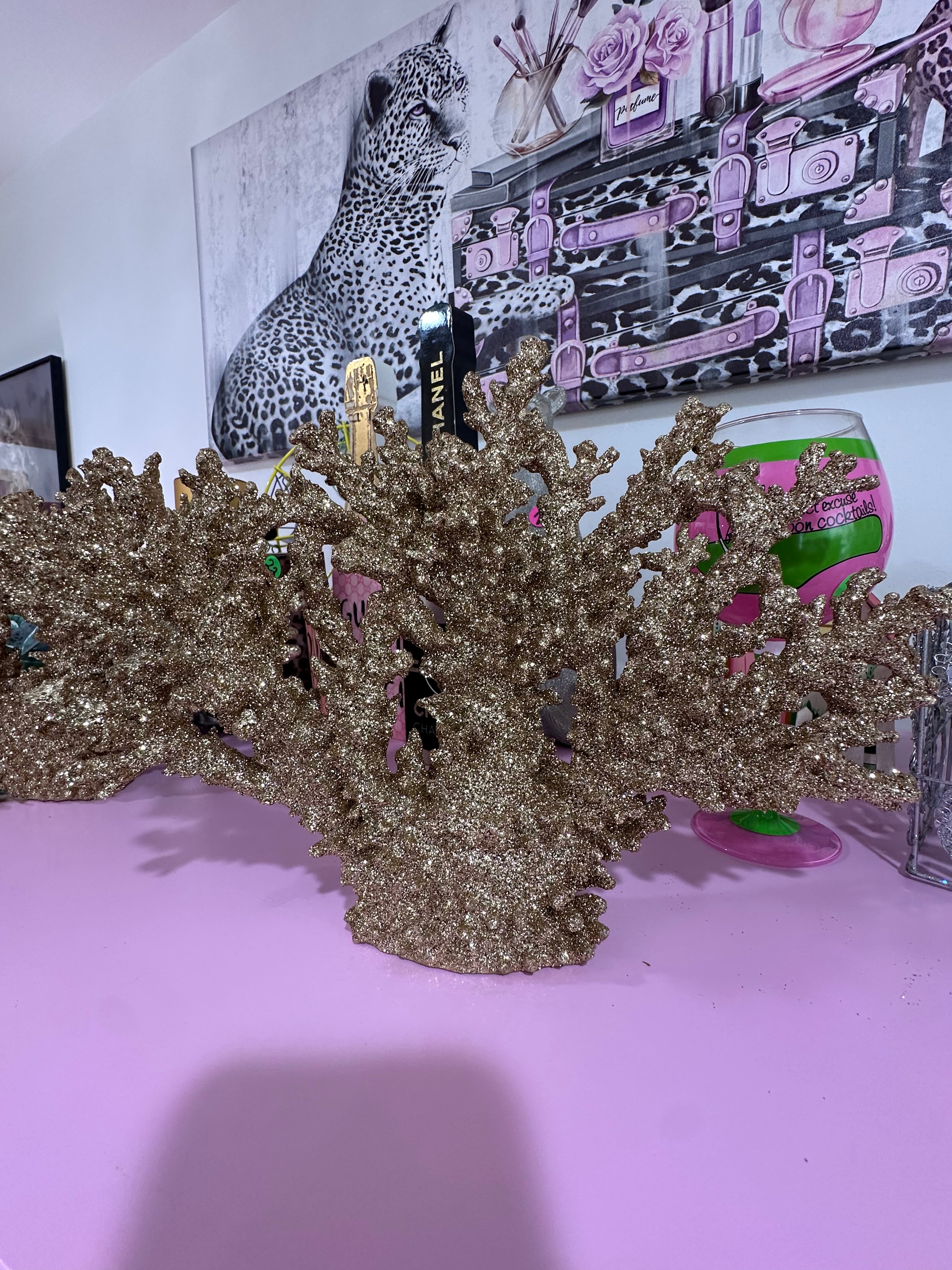 Decorative coral reef with gold glitter (only two left)