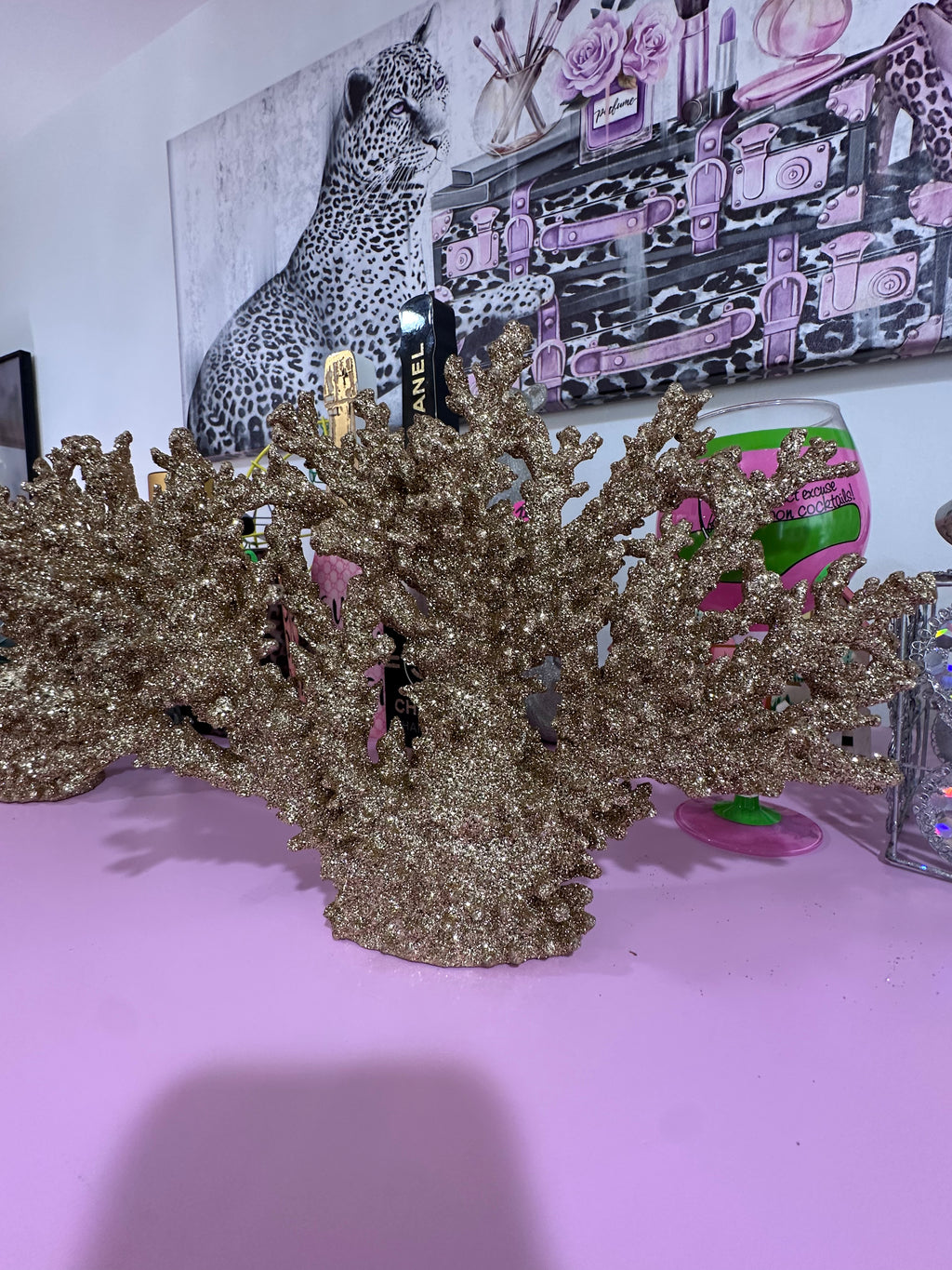Decorative coral reef with gold glitter (only two left)