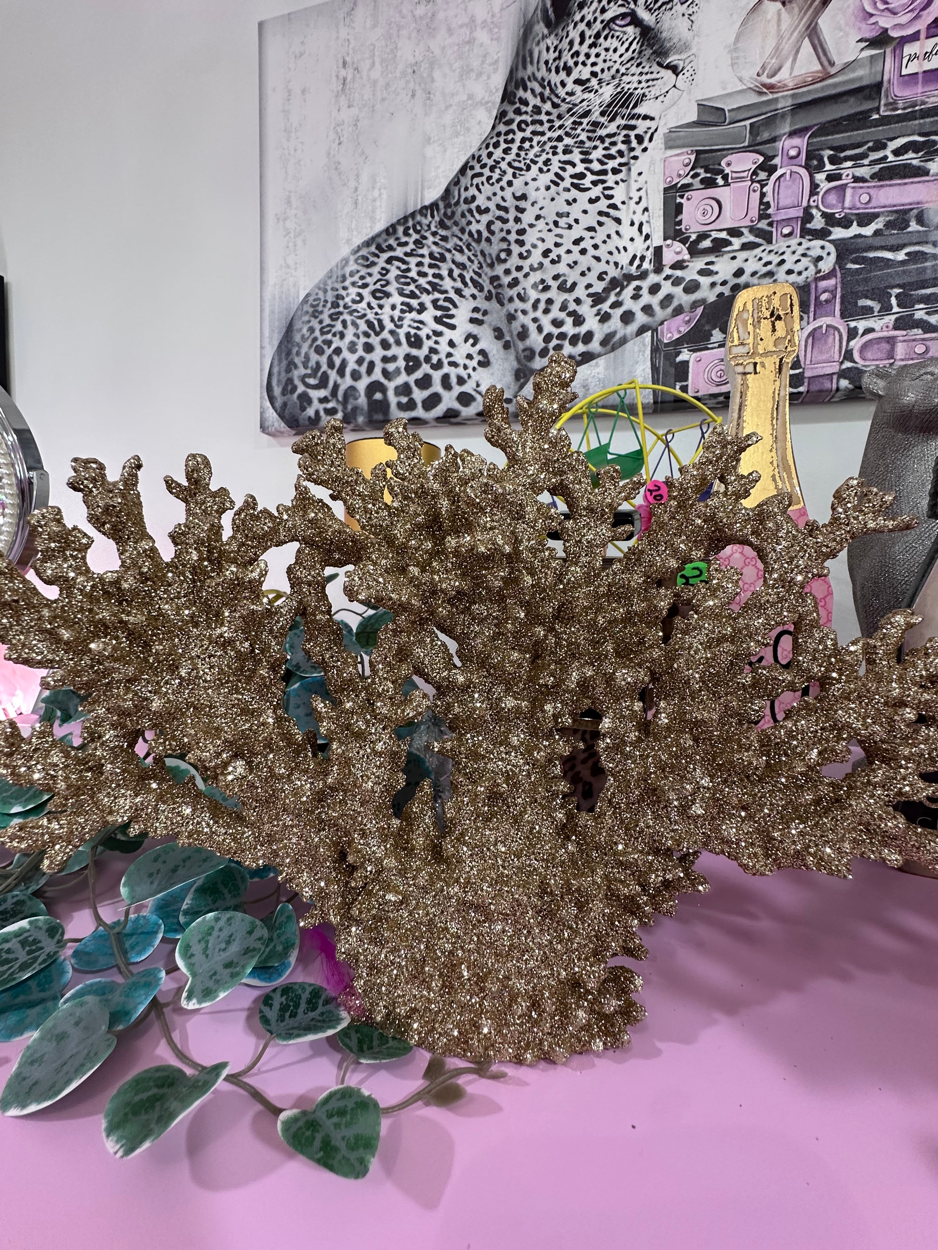Decorative coral reef with gold glitter (only two left)