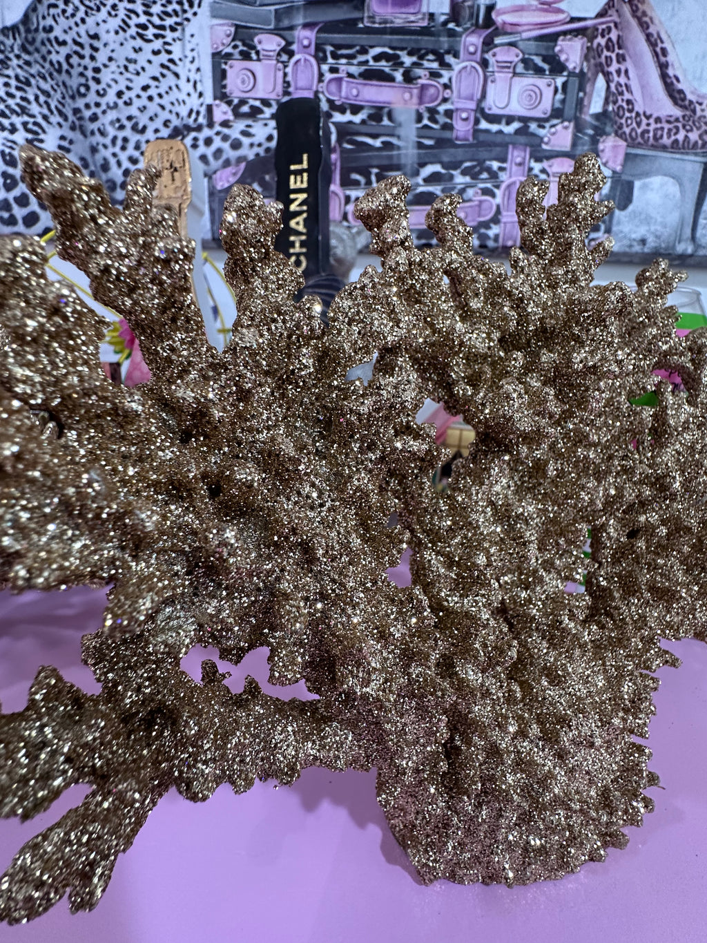 Decorative coral reef with gold glitter (only two left)