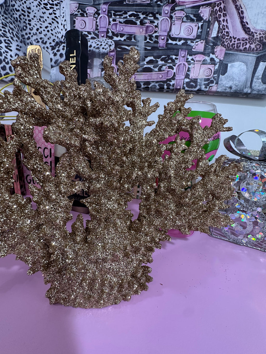 Decorative coral reef with gold glitter (only two left)