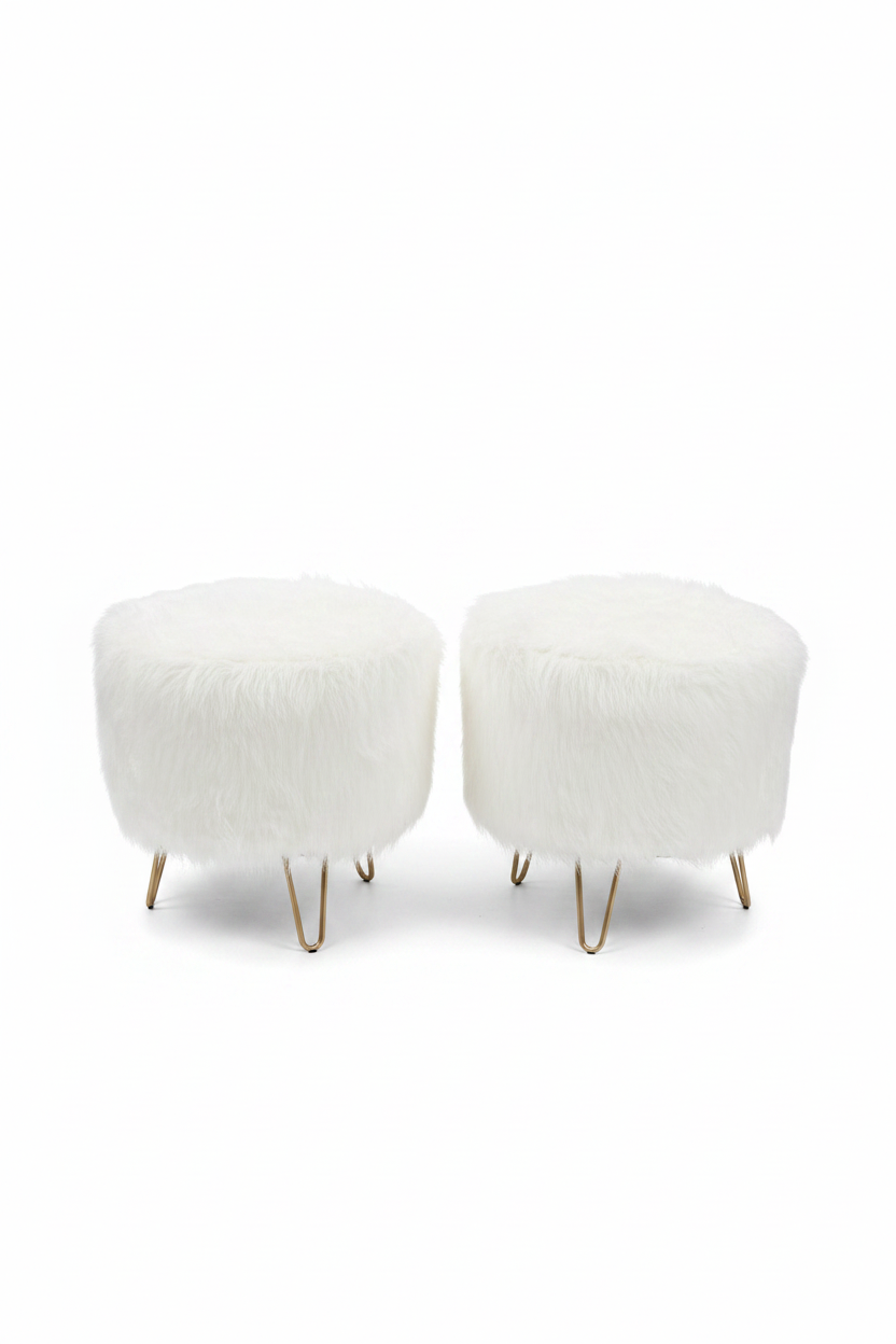 Two white fuzzy stools( in store pick up only ) (SOLD)