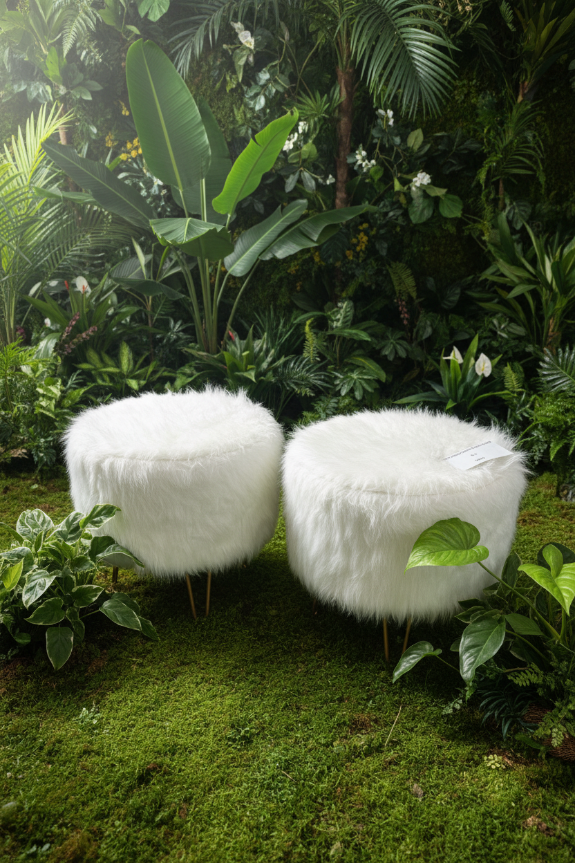 Two white fuzzy stools( in store pick up only ) (SOLD)
