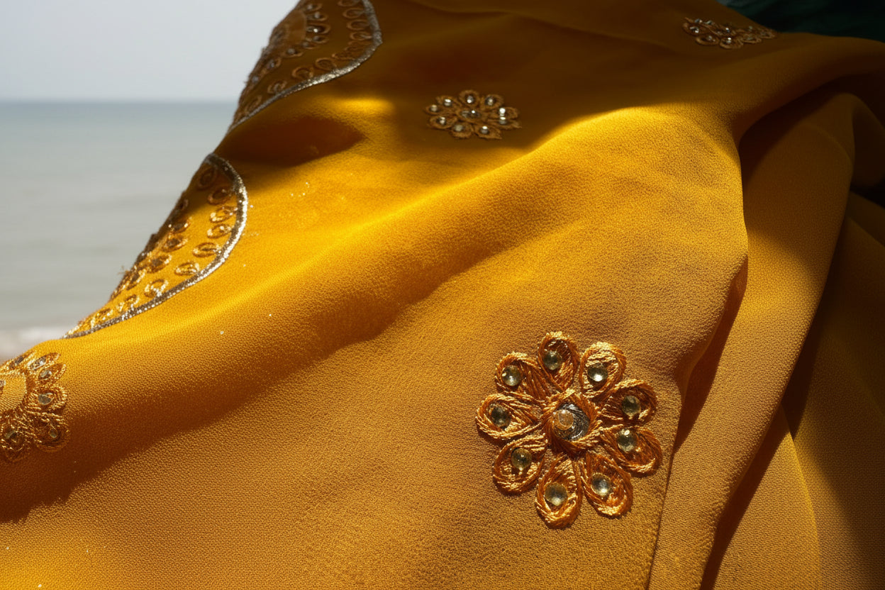 Gold Dubai Scarf - Handmade