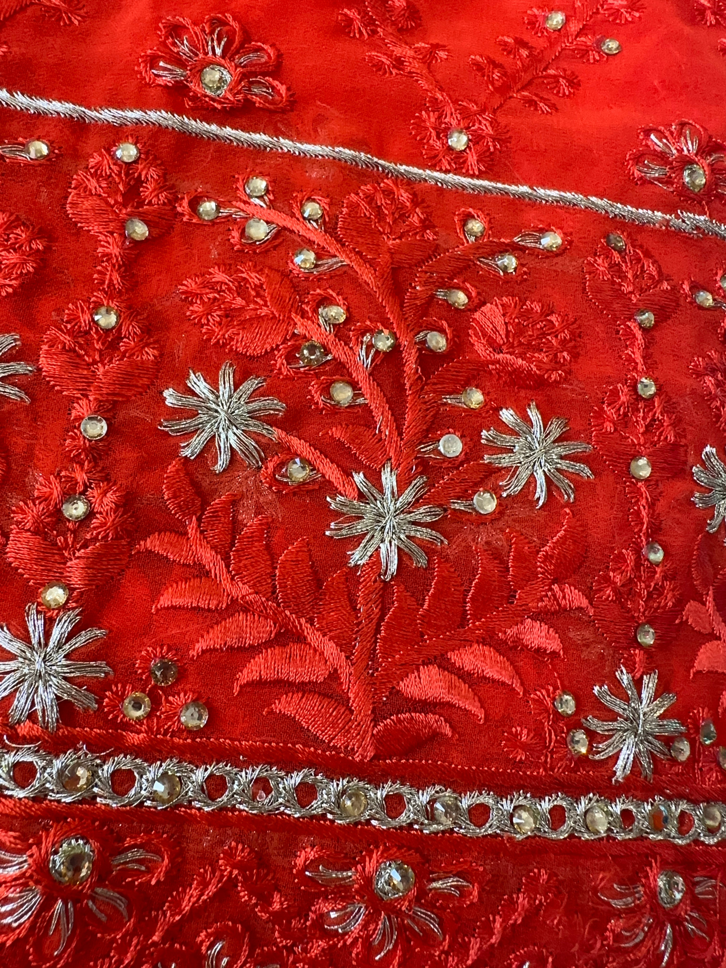 Orange & Red Dubai Scarf - Handmade