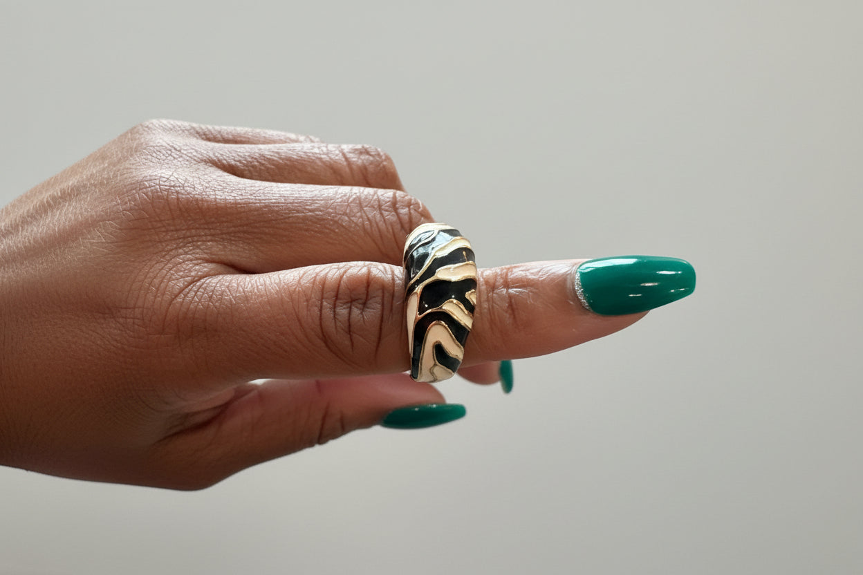Black and White Zebra Ring
