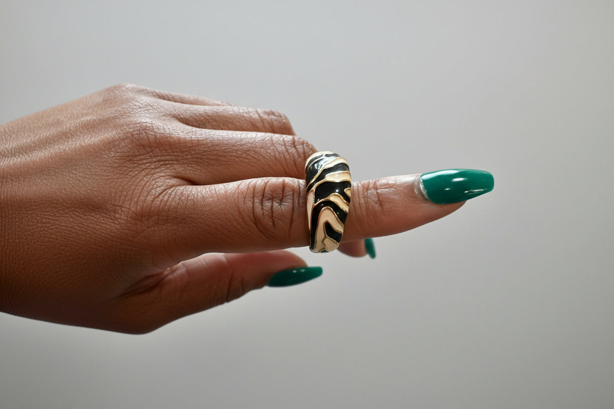 Black and White Zebra Ring