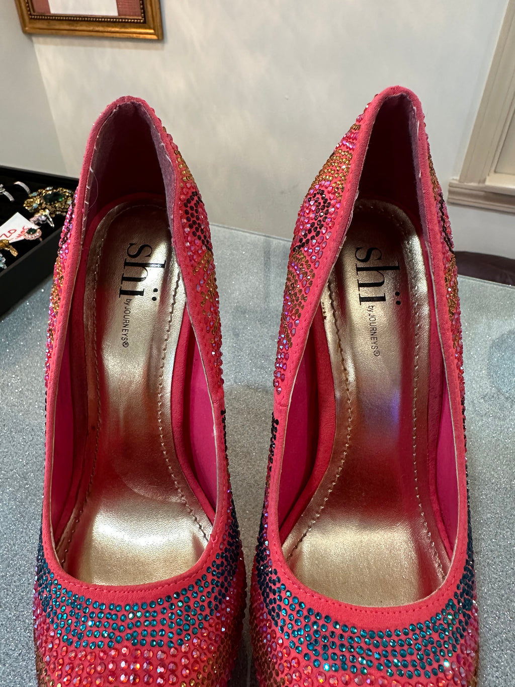 Fun Glittered Diamond Decorated Shoes - Used