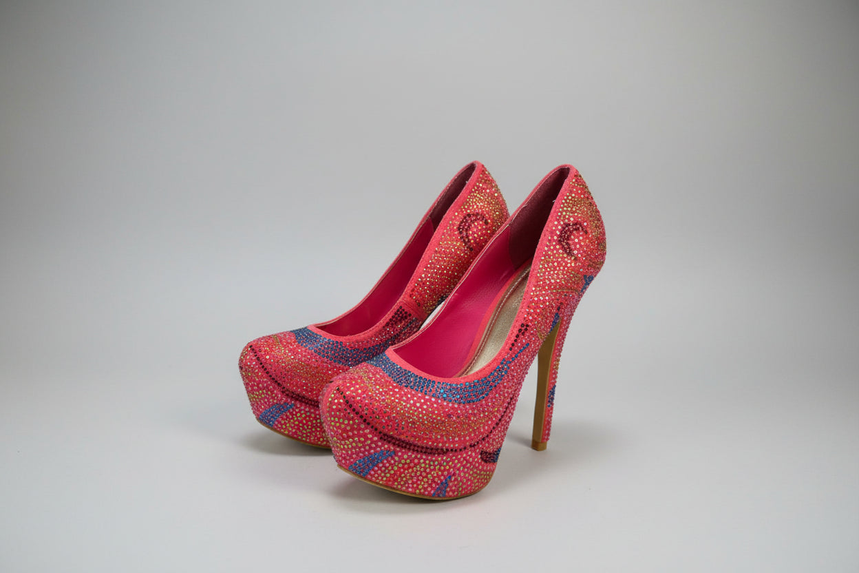 Fun Glittered Diamond Decorated Shoes - Used