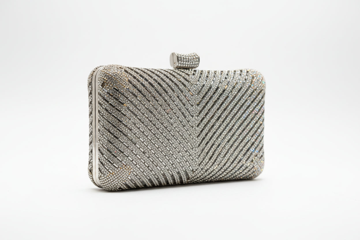 Silver Diamond Laced Clutch- sold