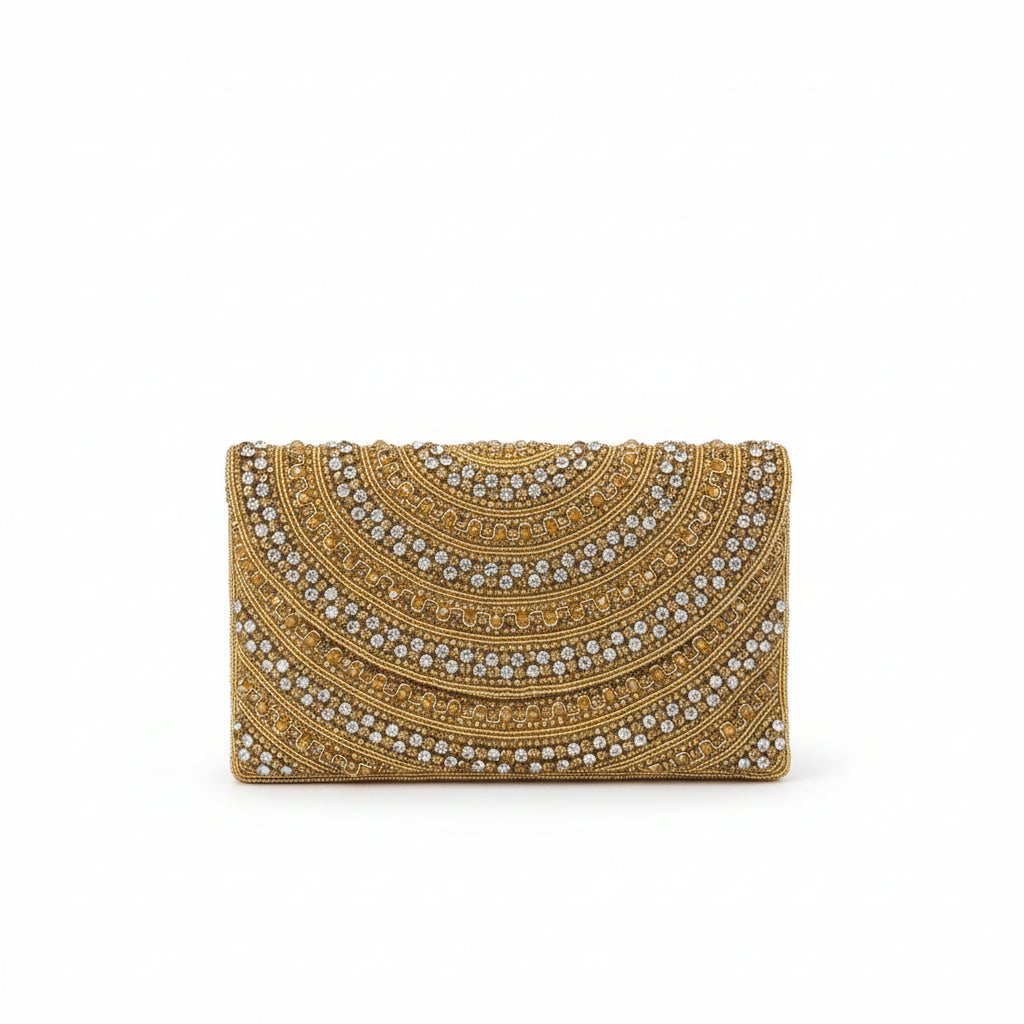 Gold Clutch Bag with Diamonds