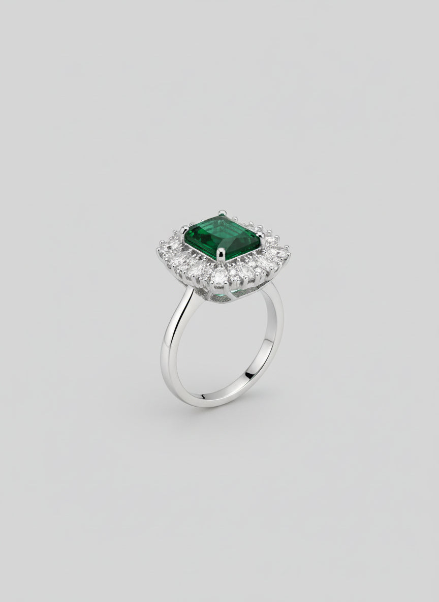 Emerald Green Diamond Ring