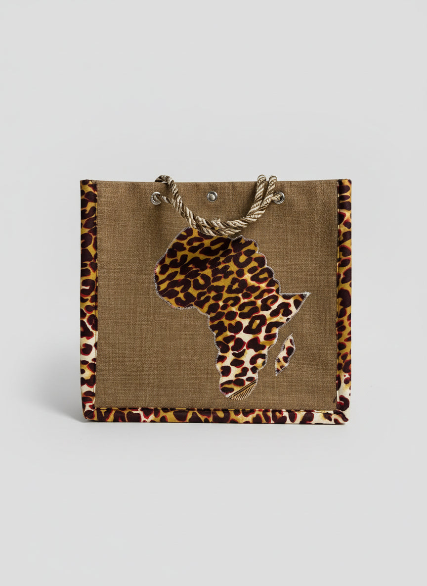 Nigerian Style Tote Bag - Beige & Brown