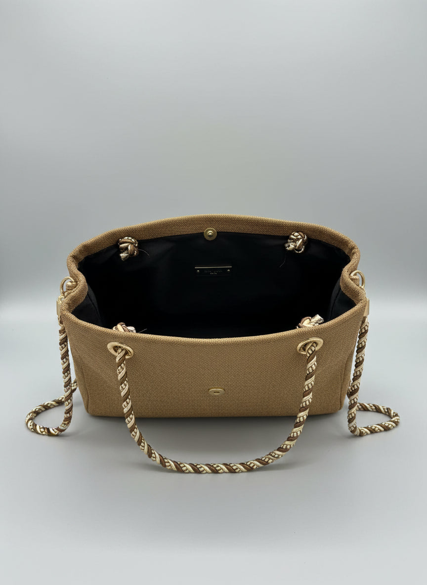 Nigerian Style Tote Bag - Beige & Brown