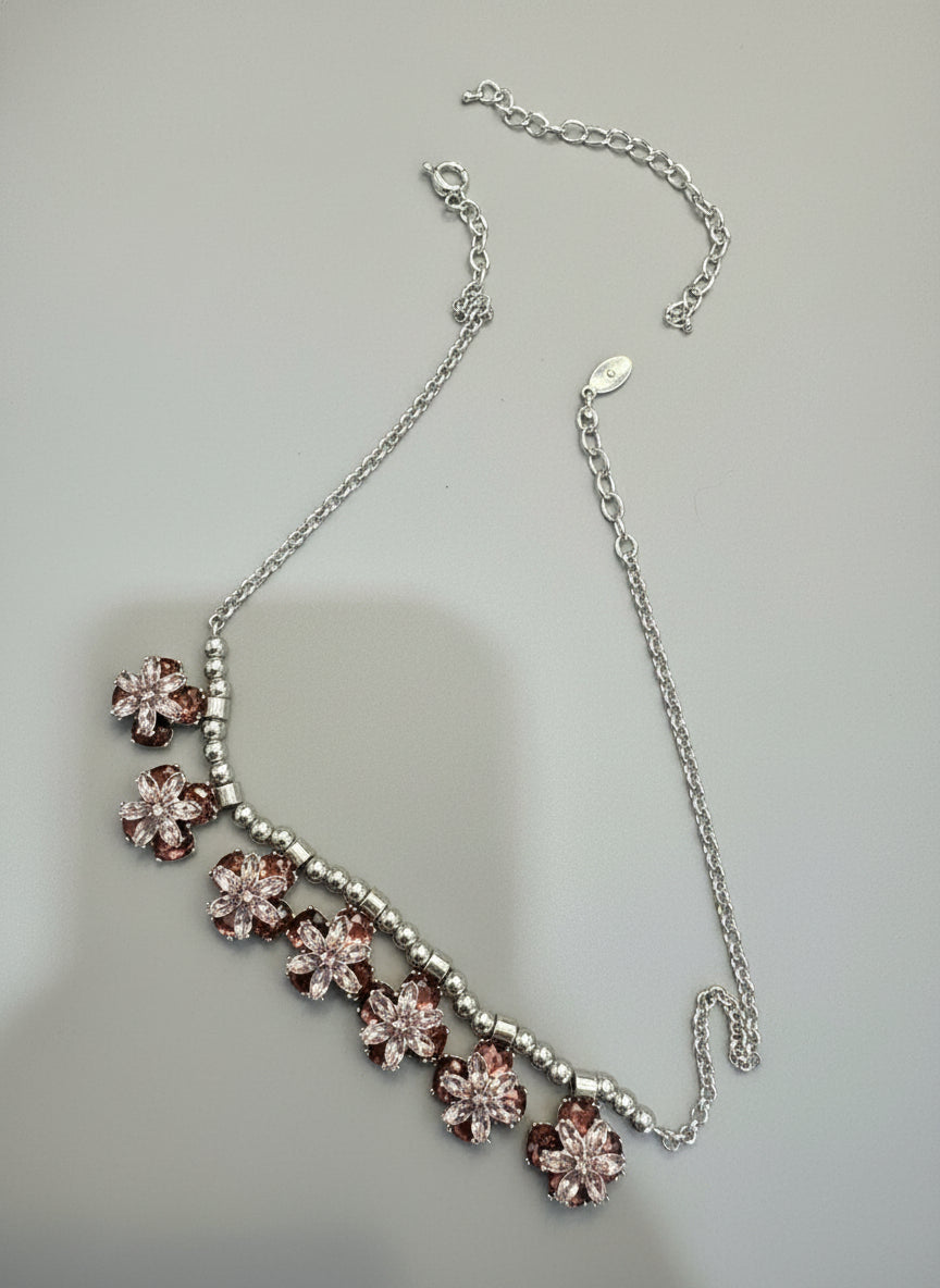 Dainty Diamond and Burgundy Necklace