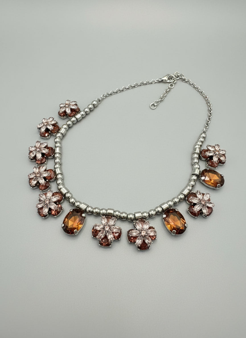 Dainty Diamond and Burgundy Necklace
