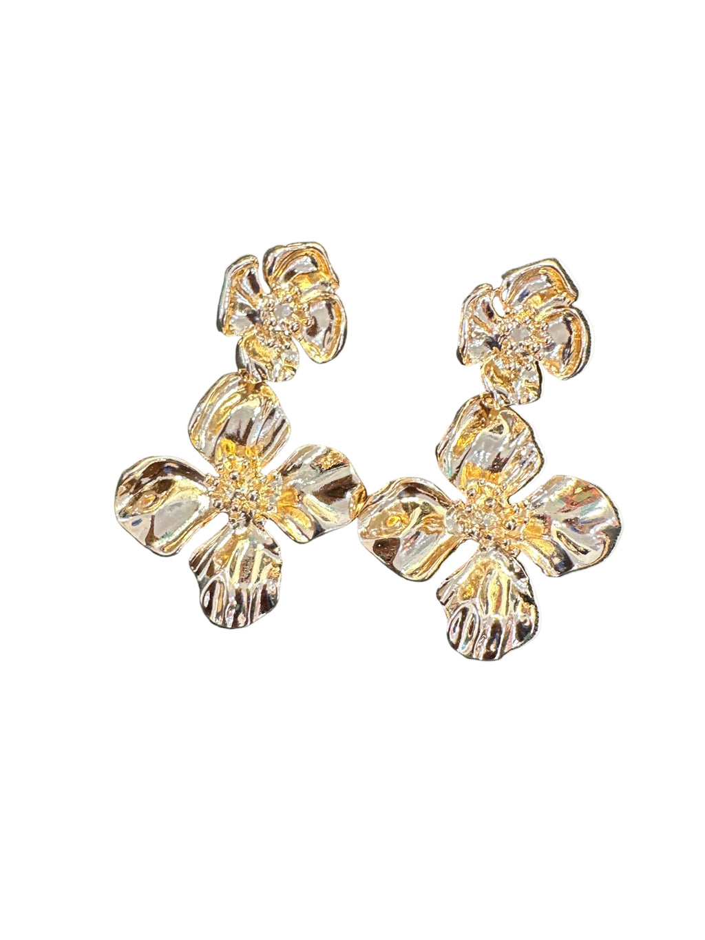 Beautiful Gold Flower Pierced Earrings